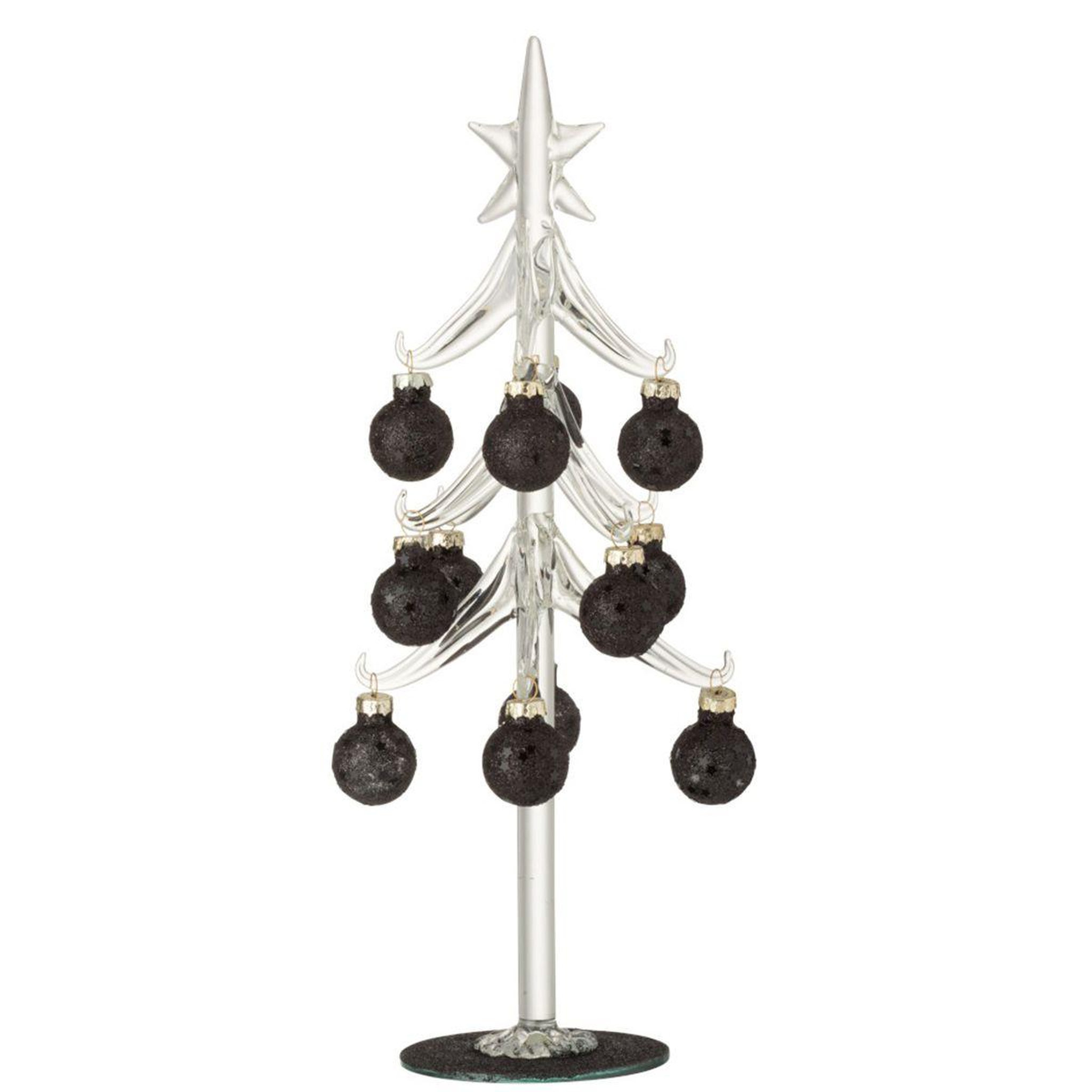 J-LINE Sapin de noël déco  étoile  30cm noir & transparent