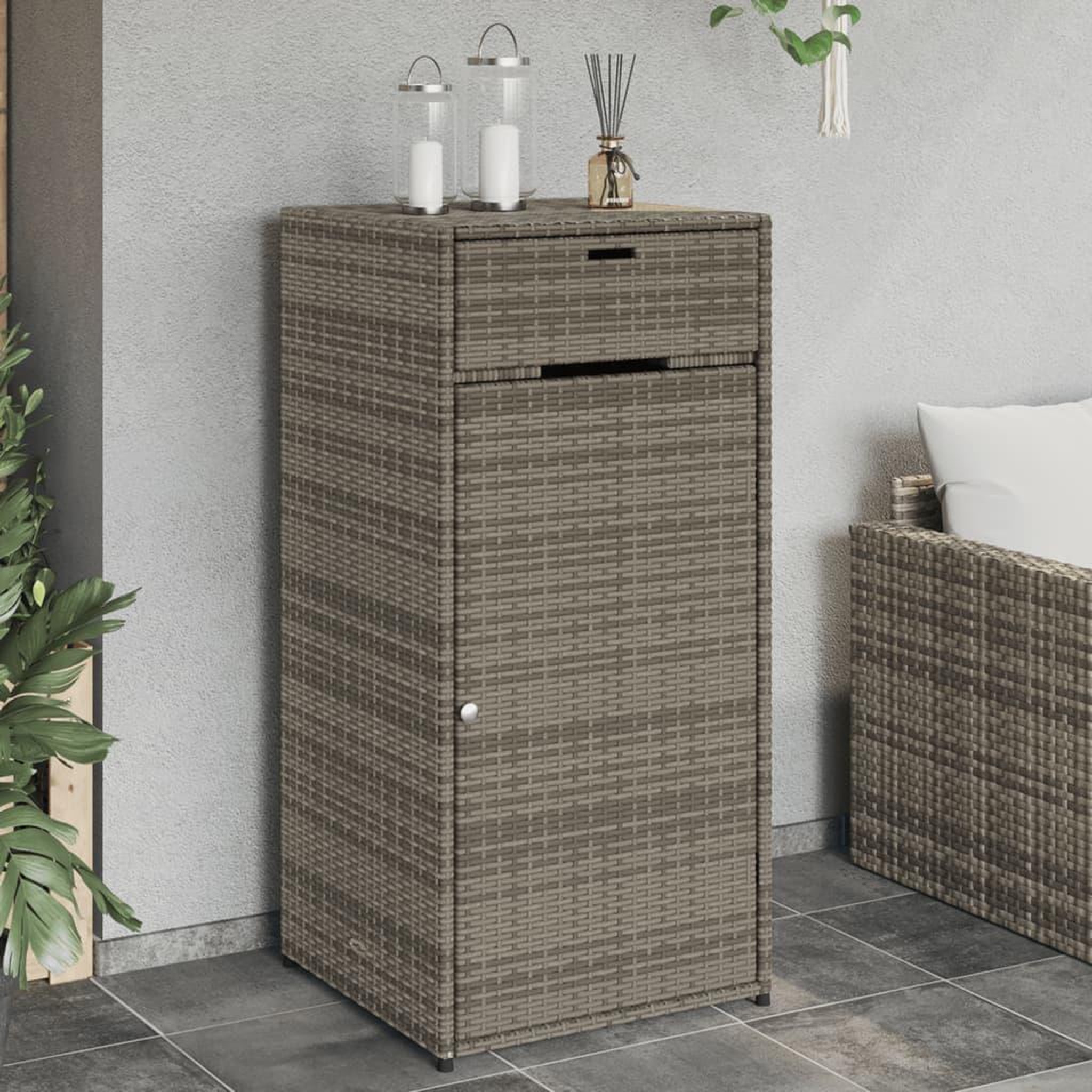 VIDAXL Armoire de rangement de jardin gris 55x55x111 cm resine tressee