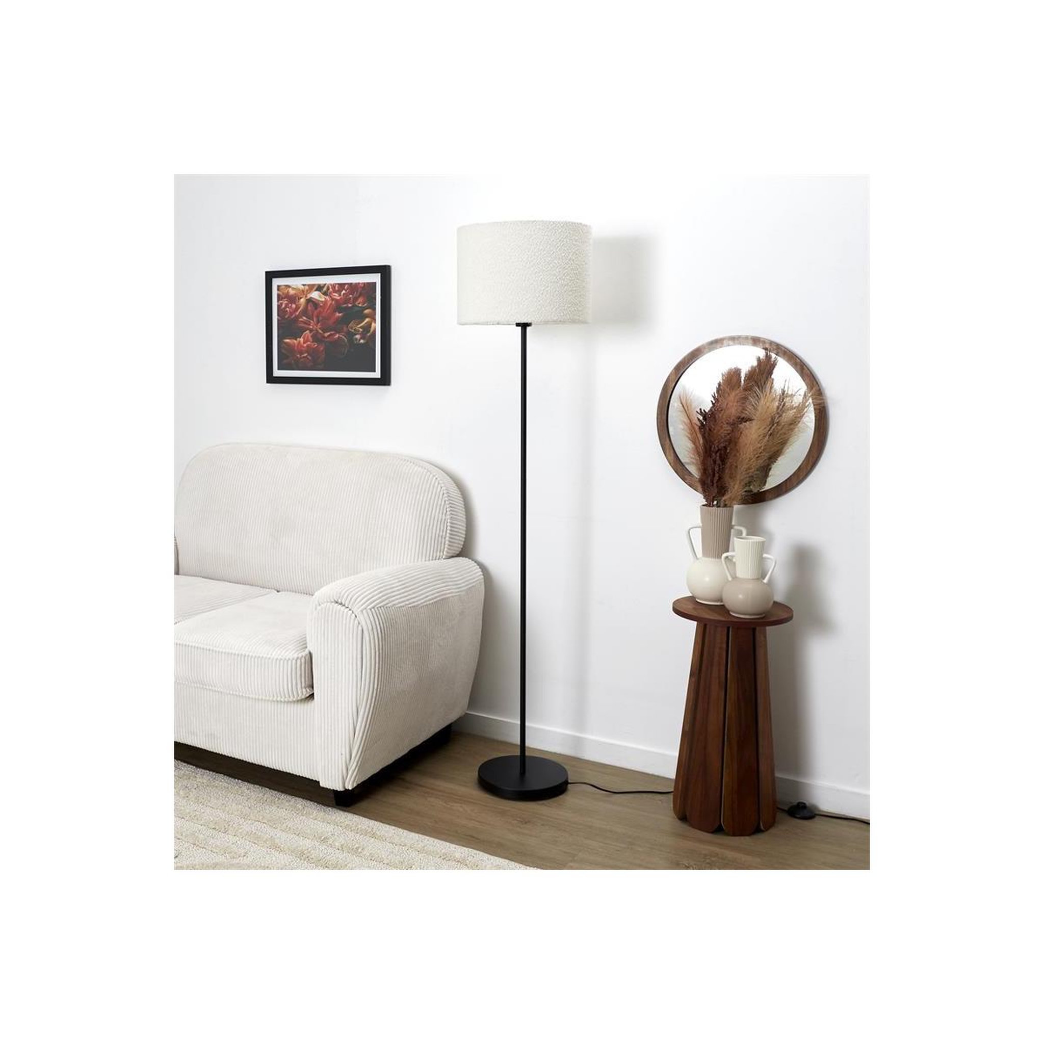 Voir la diapositive 6 : The Home Deco Factory Lampadaire design bouclette  natural  150cm noir