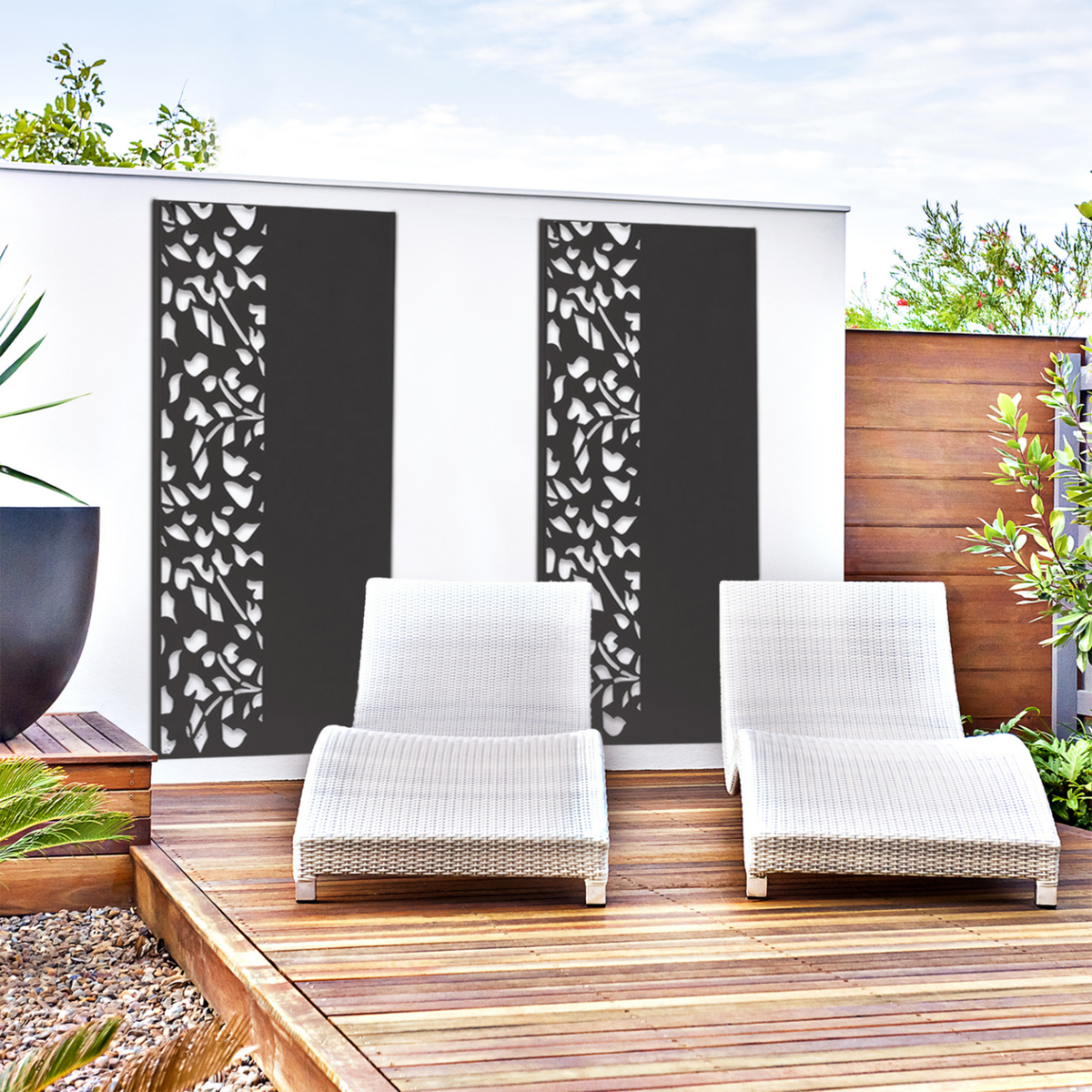 ID MARKET Panneau décoratif universel 150 x 50 CM FLOWER gris semi ajouré sur le côté