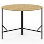 Voir la diapositive 2 : ID MARKET Table à manger pliante ronde YAEL 4 personnes bois et noir design industriel 110 cm