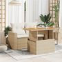 Voir la diapositive 3 : VIDAXL Table de jardin beige 100x55x73cm resine tressee et bois acacia