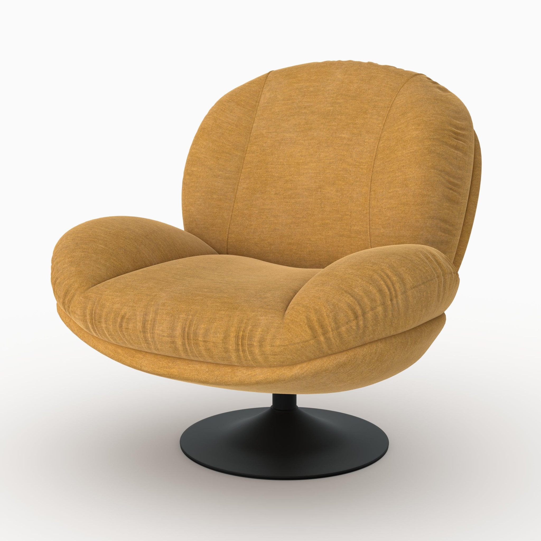 MAISON PAVANE Fauteuil pivotant en tissu effet velours jaune moutarde-ricci