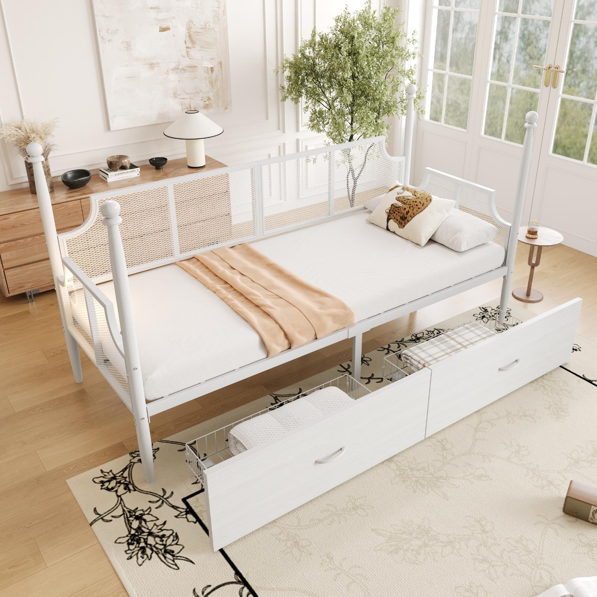 Voir la diapositive 2 : MERAX Lit avec rangement 90x200cm