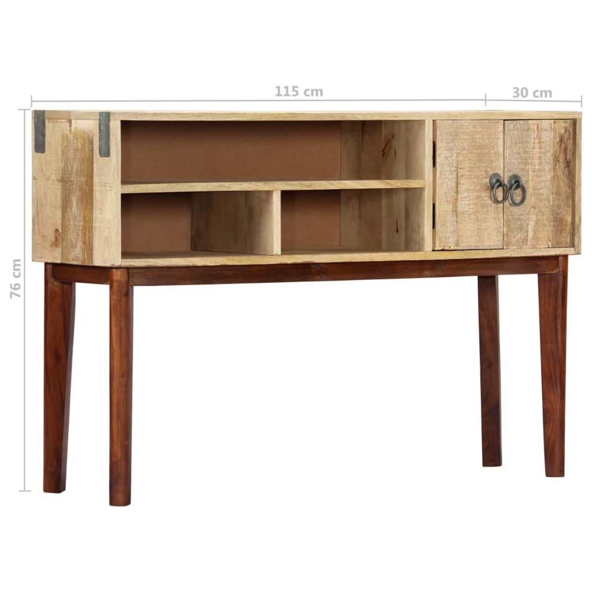 VIDAXL Table console 115x30x76 cm Bois de manguier massif brut