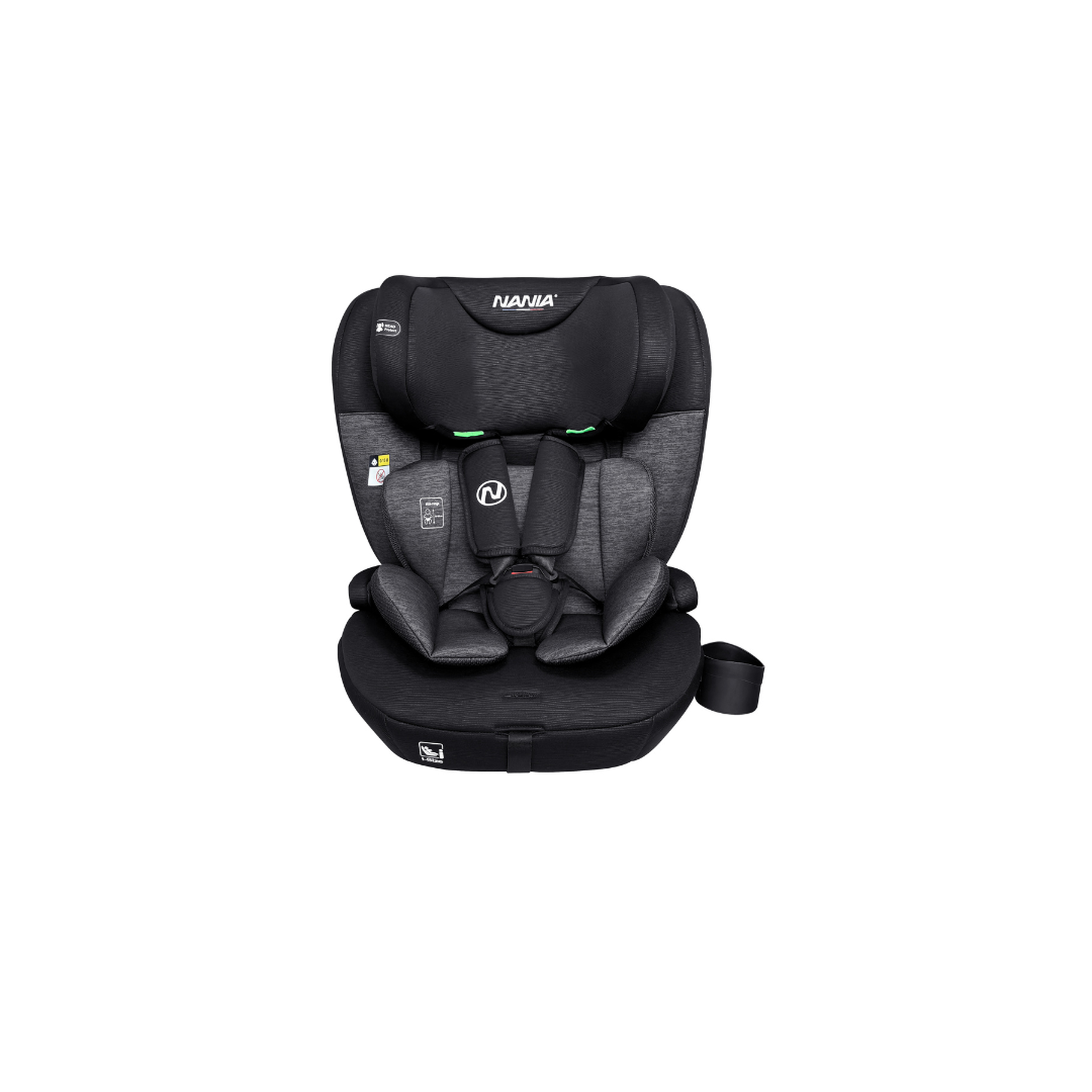 NANIA Nania Siège auto bébé TORINO évolutif 76-150 cm  15 mois à 12 ans, Têtière ajustable 12 niveaux de réglages, Protections latérales,Housse amovible et lavable - Porte gobelet
