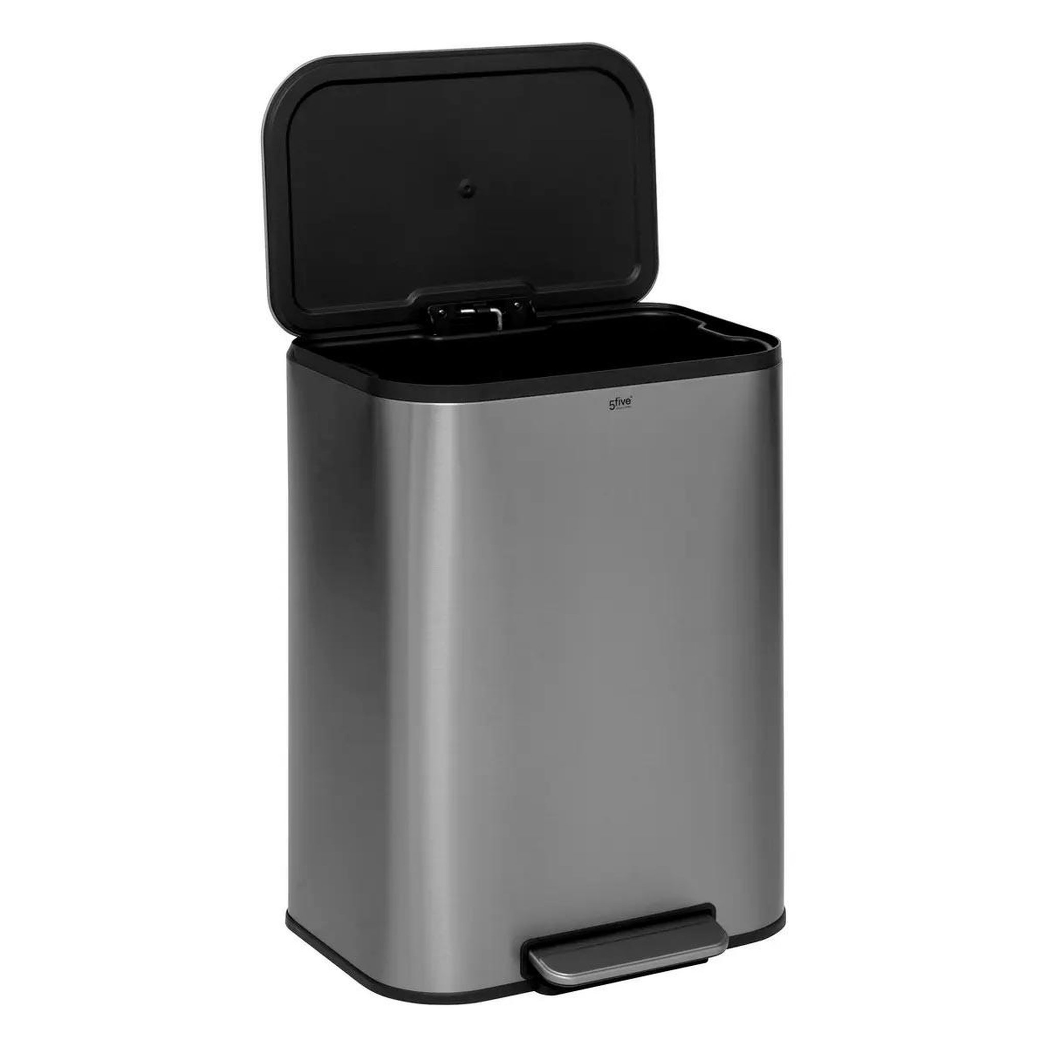Voir la diapositive 2 : FIVE Poubelle de cuisine à pédale  inox  50l gris