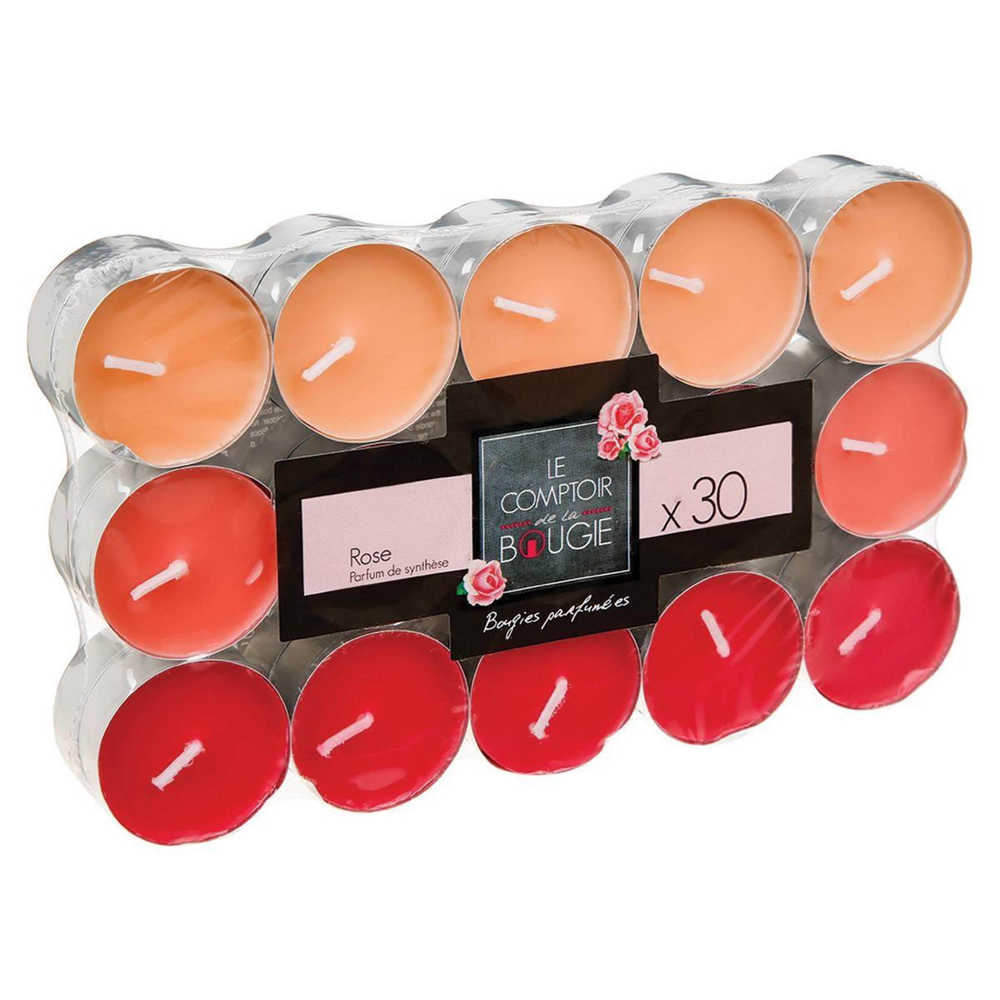 Voir la diapositive 1 : COMPTOIR DE LA BOUGIE Lot de 30 bougies parfumées  nina  3,7cm rose