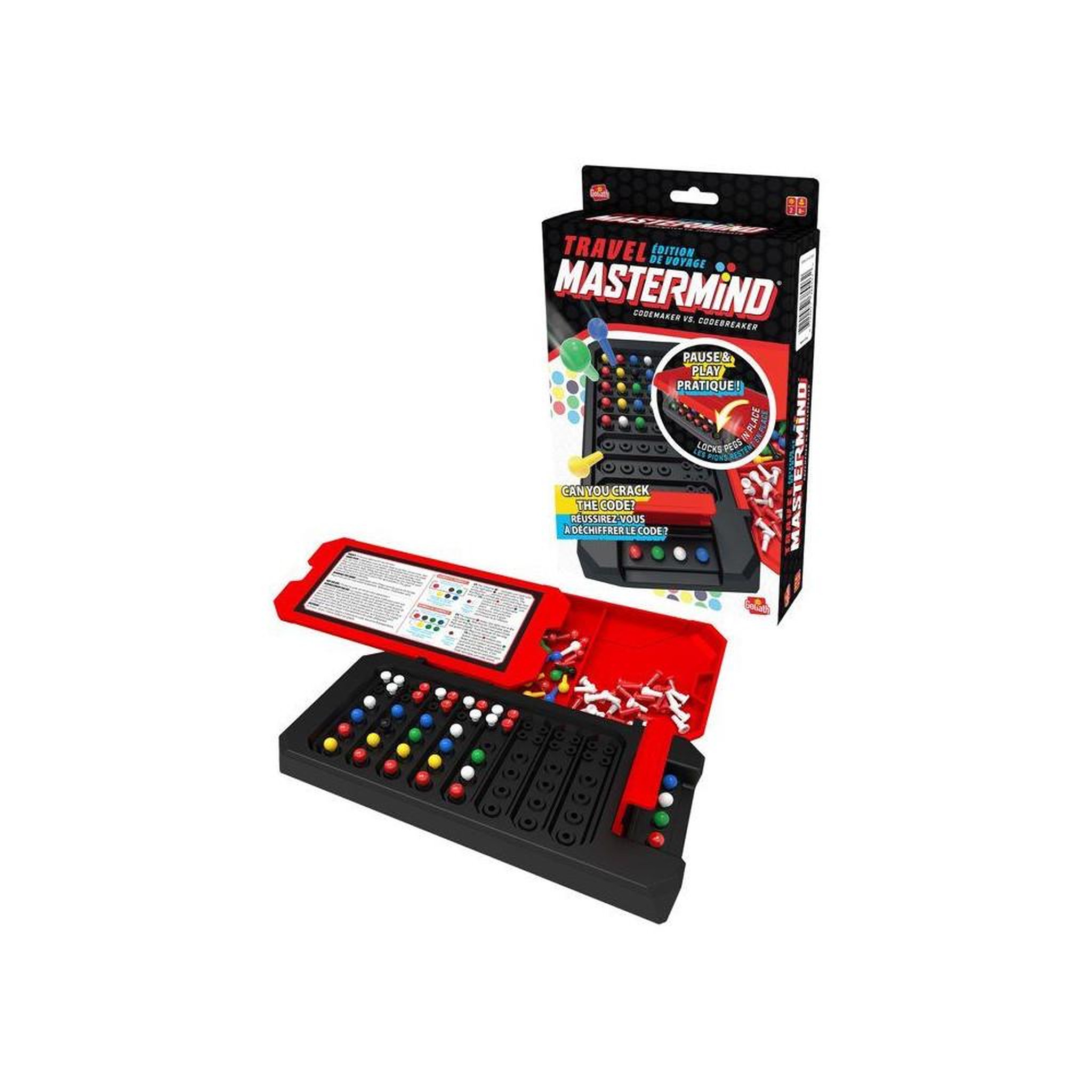 GOLIATH Jeu de logique Mastermind en coffret de voyage compact pour 2 joueurs, étui verrouillable