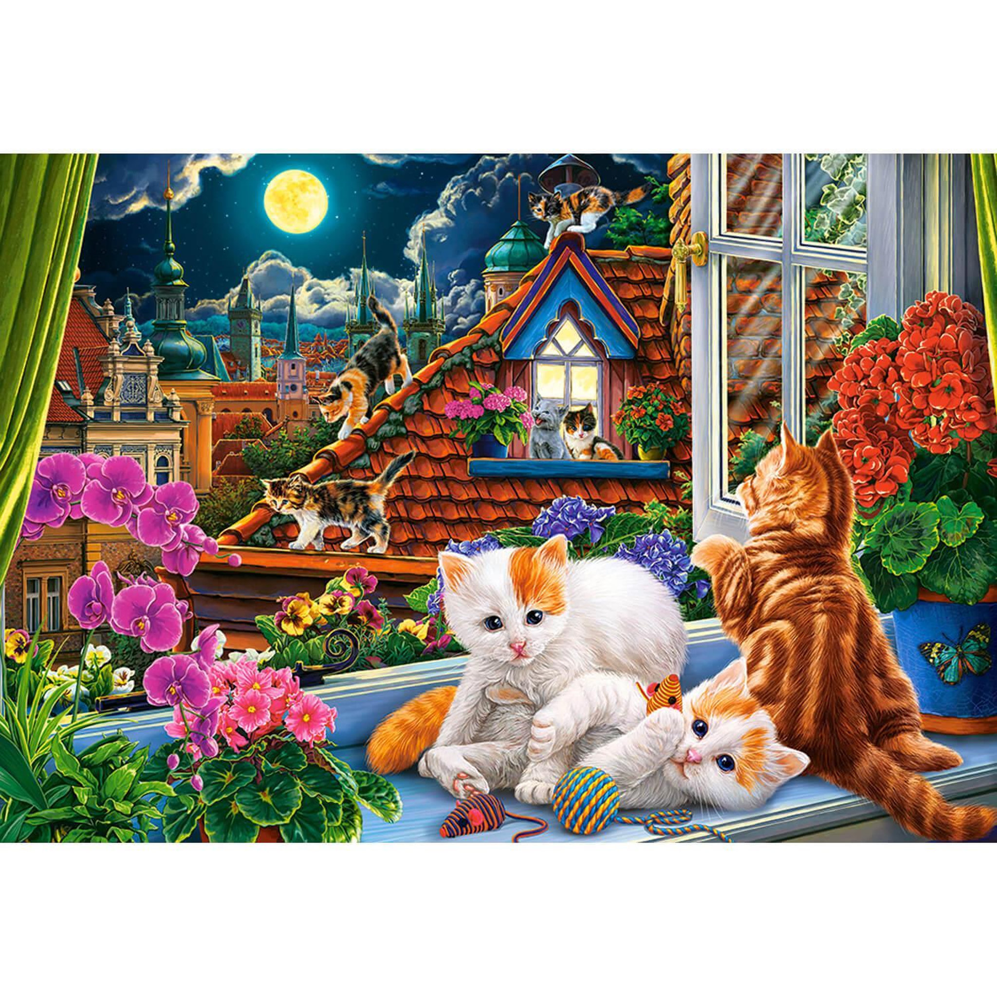 Voir la diapositive 1 : Castorland Puzzle 1500 pièces : Chatons sur le toit