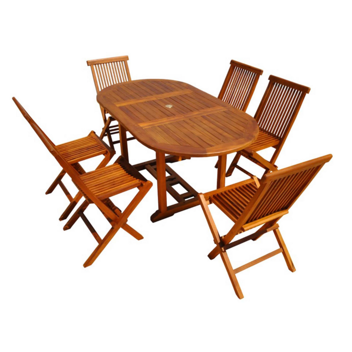 CONCEPT USINE Table de jardin rectangulaire et 6 chaises en teck huilé LUBOK