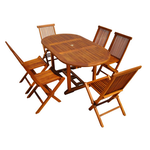 CONCEPT USINE Table de jardin rectangulaire et 6 chaises en teck huilé LUBOK