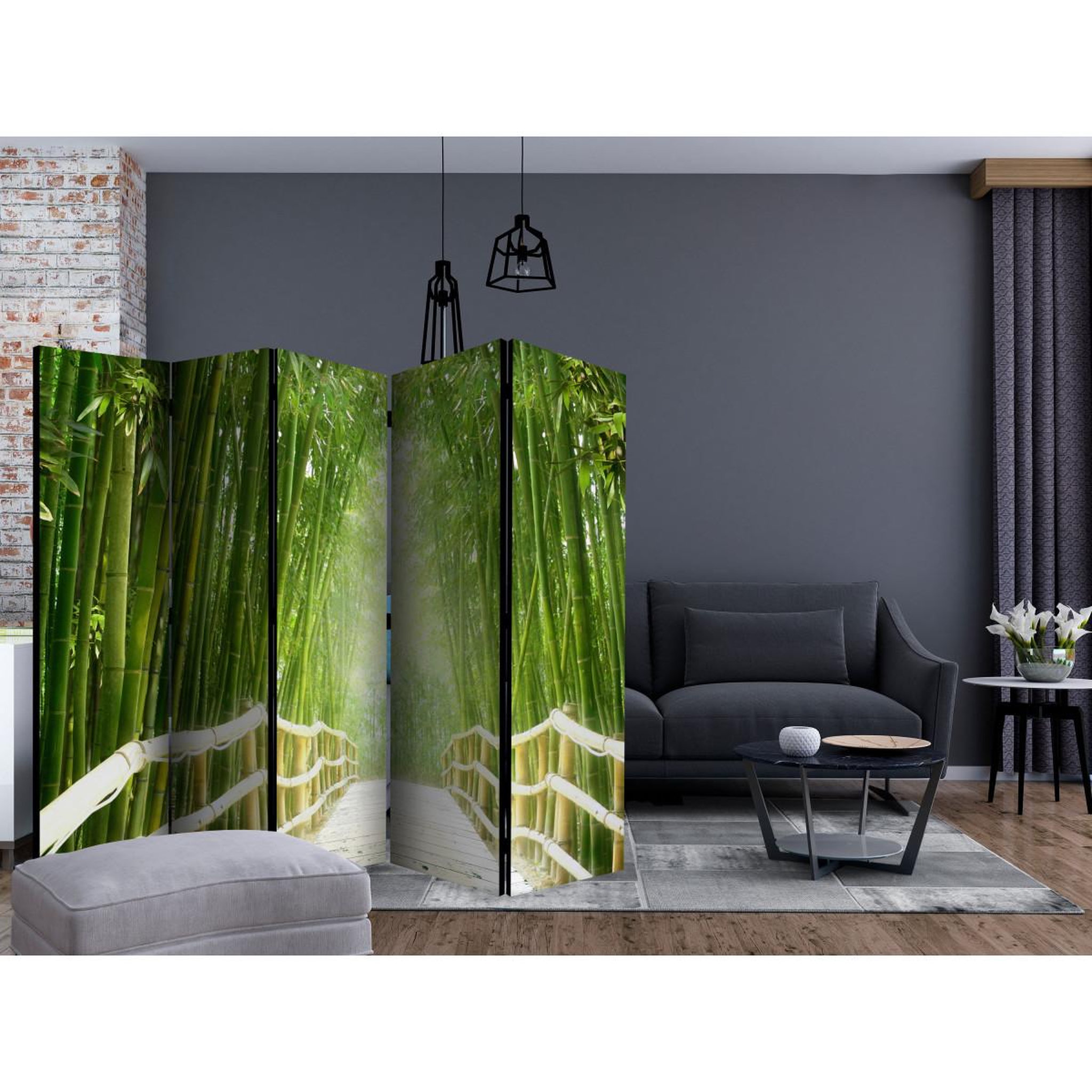 Voir la diapositive 2 : Paris Prix Paravent 5 volets  magical world of green  172x225cm