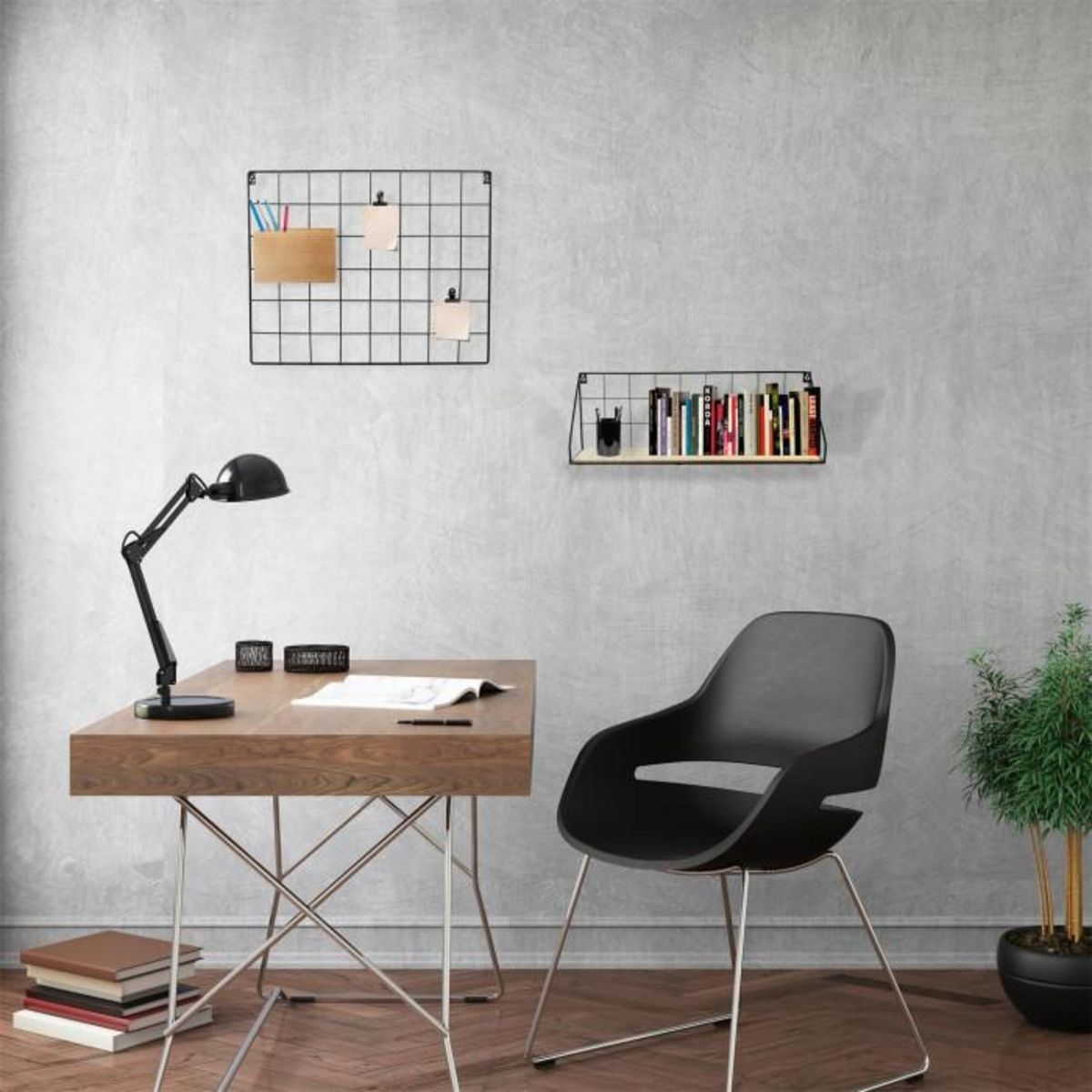 Paris Prix Étagère Murale Design  Hulka  45cm Naturel & Noir