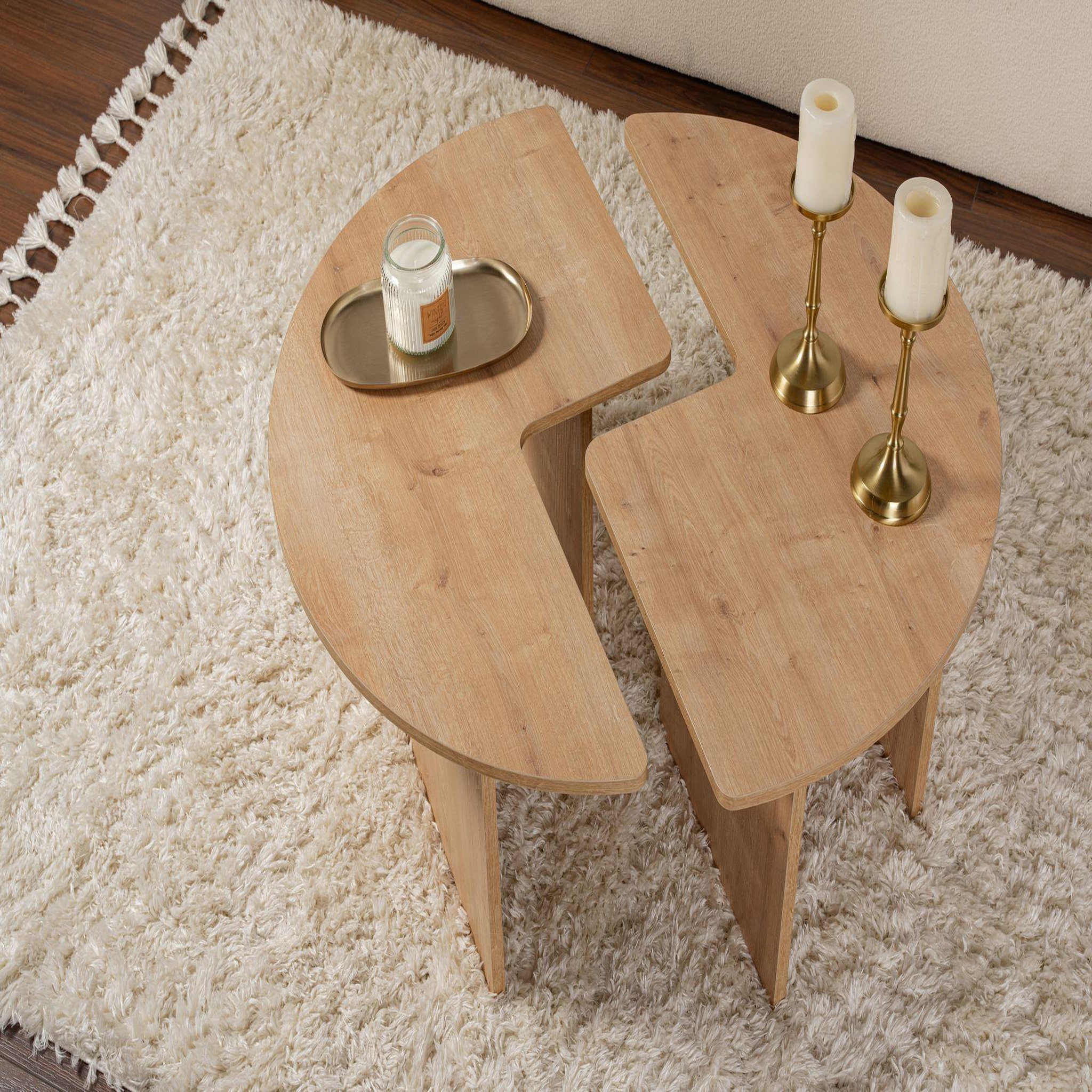 Voir la diapositive 4 : Habitat et Jardin Table basse en bois  moira  90 x 90 x 41 cm - chêne