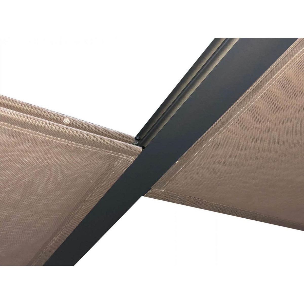 CONCEPT USINE Pergola 3 x 3 m 4 toiles coulissantes gris et taupe AGRA