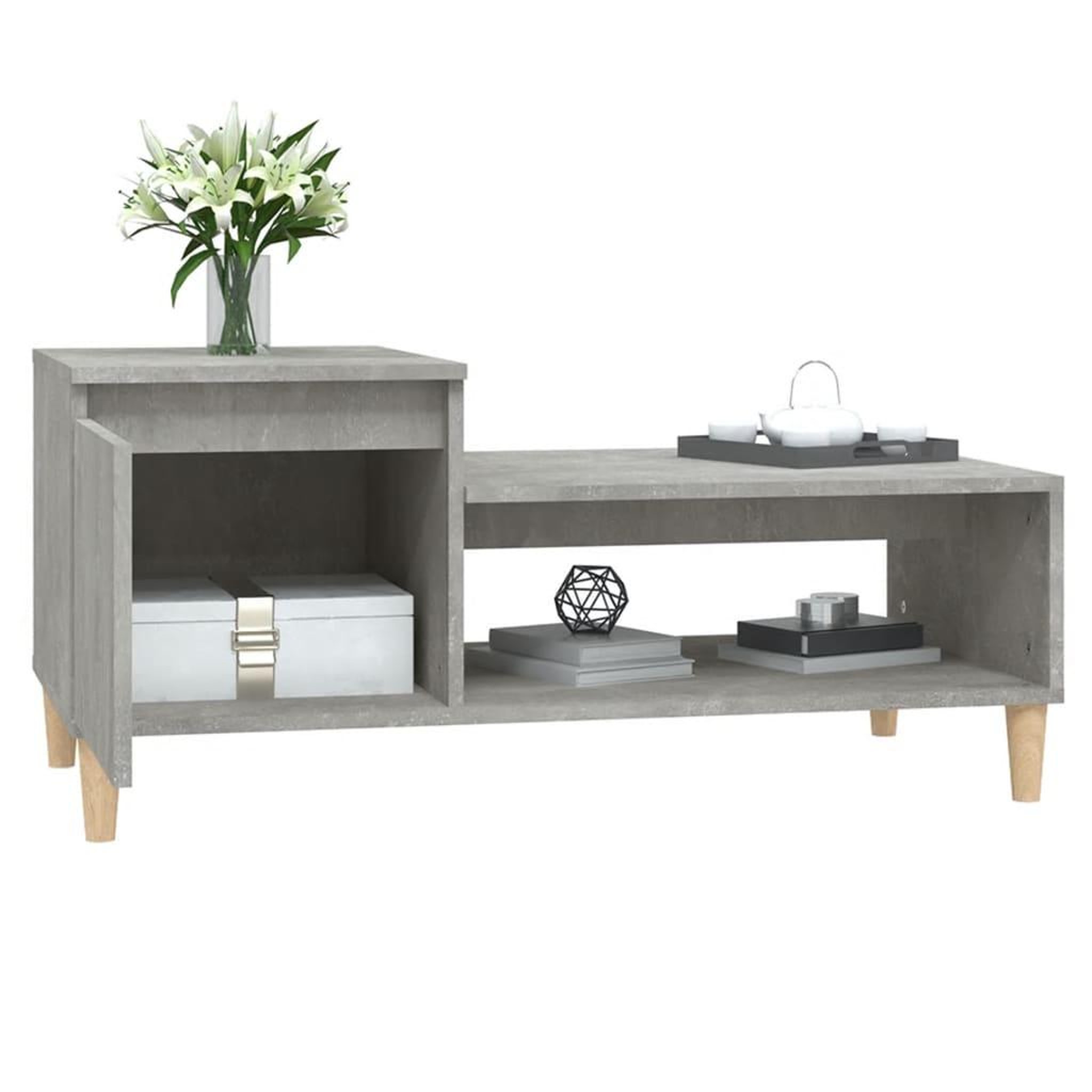 Voir la diapositive 4 : VIDAXL Table basse Gris beton 100x50x45 cm Bois d'ingenierie