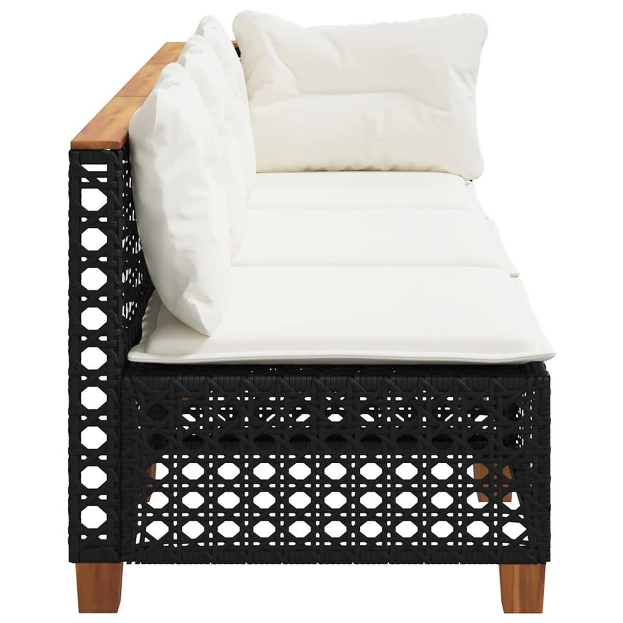 Voir la diapositive 5 : VIDAXL Canape de jardin avec coussins 3 places noir resine tressee