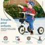Voir la diapositive 4 : HOMCOM Tricycle enfant multi-équipé garde-boue sonnette panier pédales antidérapantes siège réglable avec dossier métal blanc