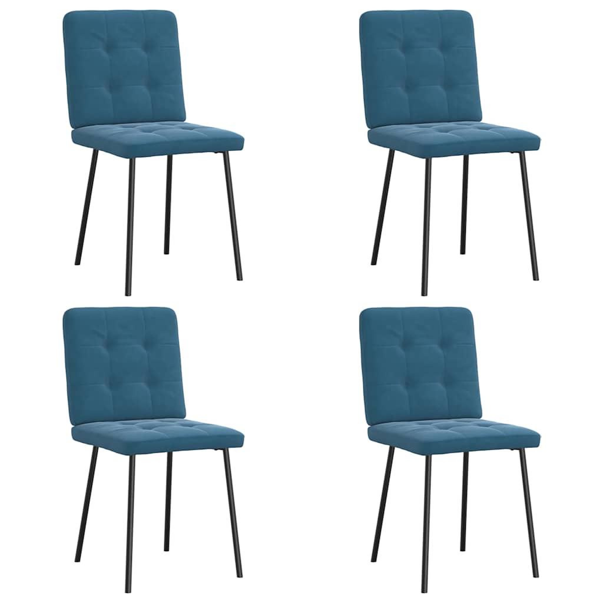 VIDAXL Chaises a manger lot de 4 Bleu Velours
