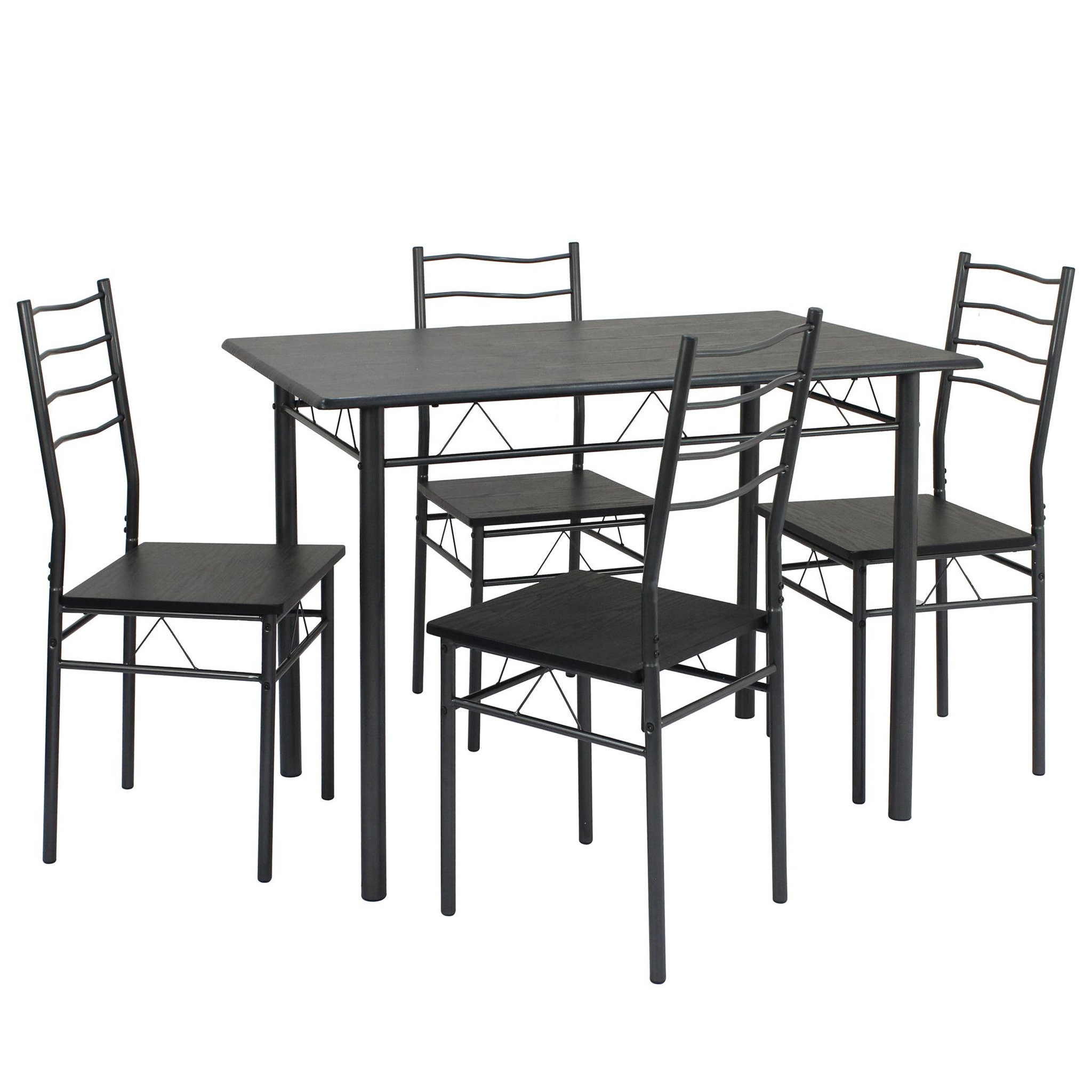 VS VENTA-STOCK Ensemble de Table et 4 chaises Lima pour Salle à Manger Noir/Gris
