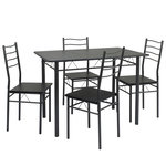 VS VENTA-STOCK Ensemble de Table et 4 chaises Lima pour Salle à Manger Noir/Gris