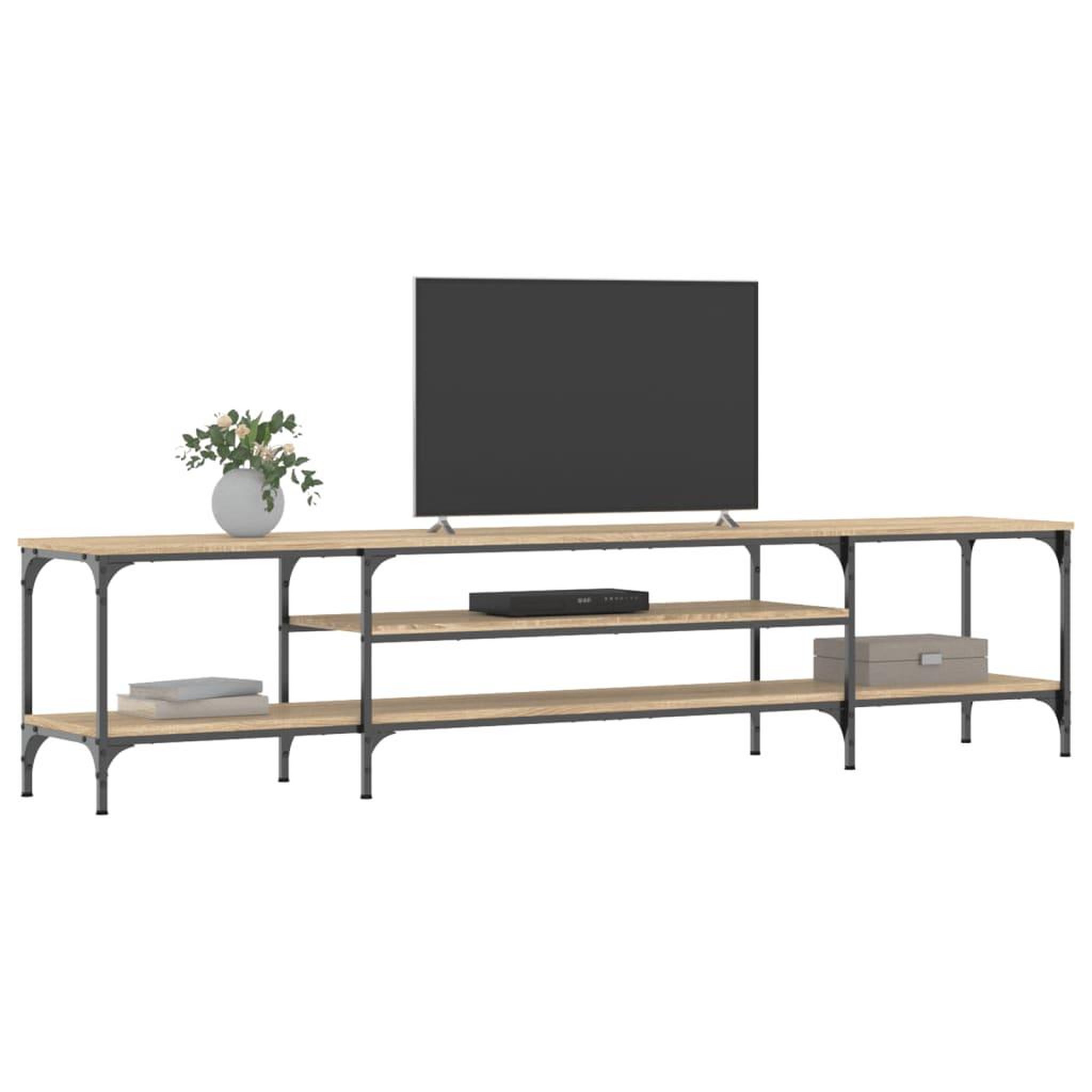 Voir la diapositive 3 : VIDAXL Meuble TV chene sonoma 201x35x45 cm bois d'ingenierie et fer