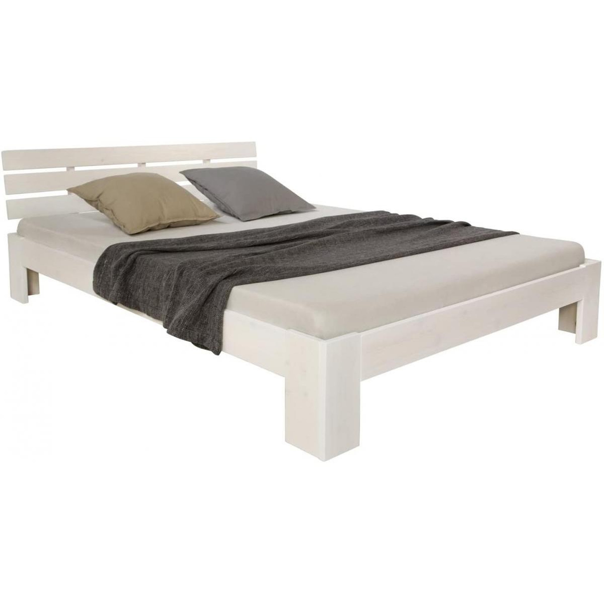Voir la diapositive 5 : HomeStyle4U Futon lit double 140x200 lit en bois blanc