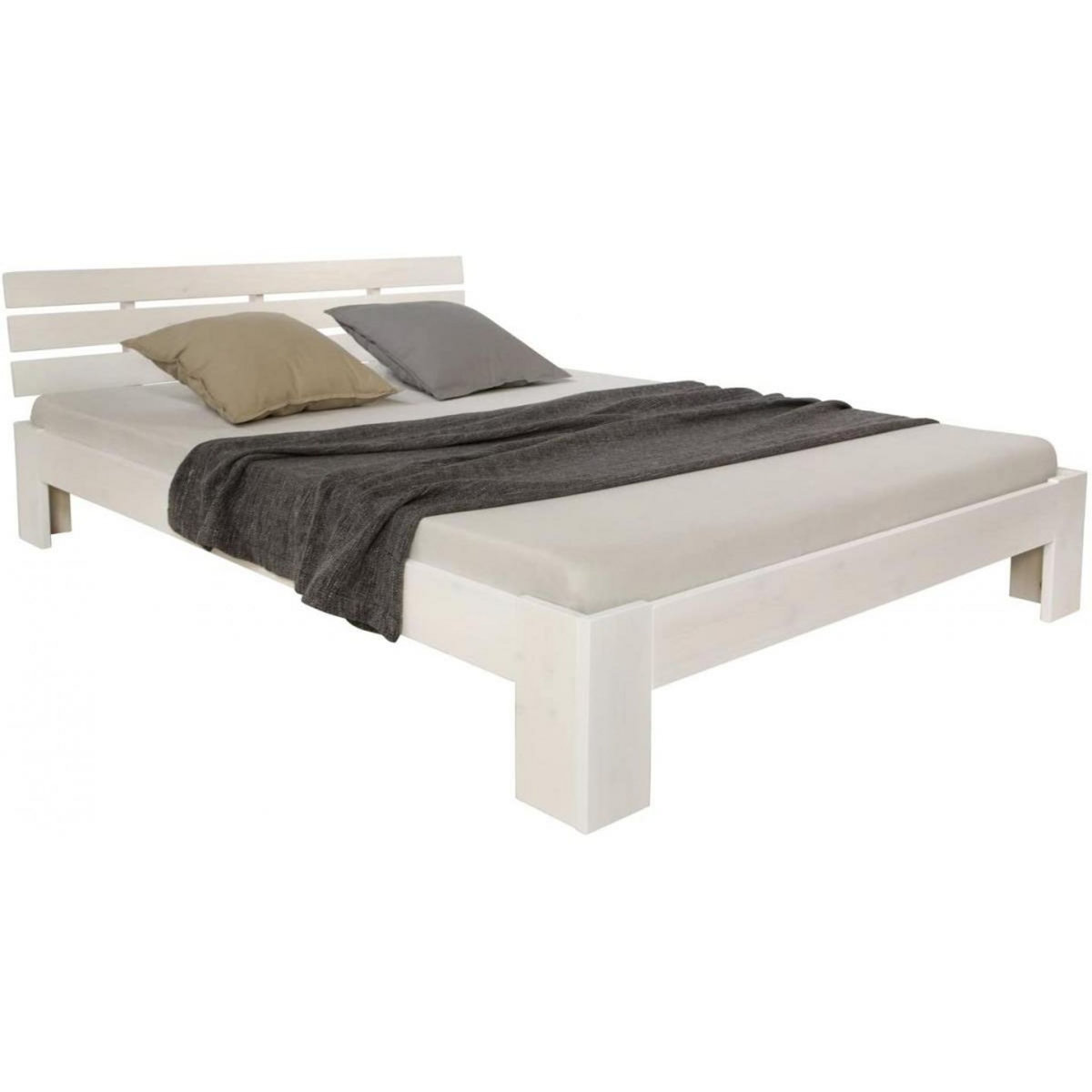 HomeStyle4U Futon lit double 140x200 lit en bois blanc