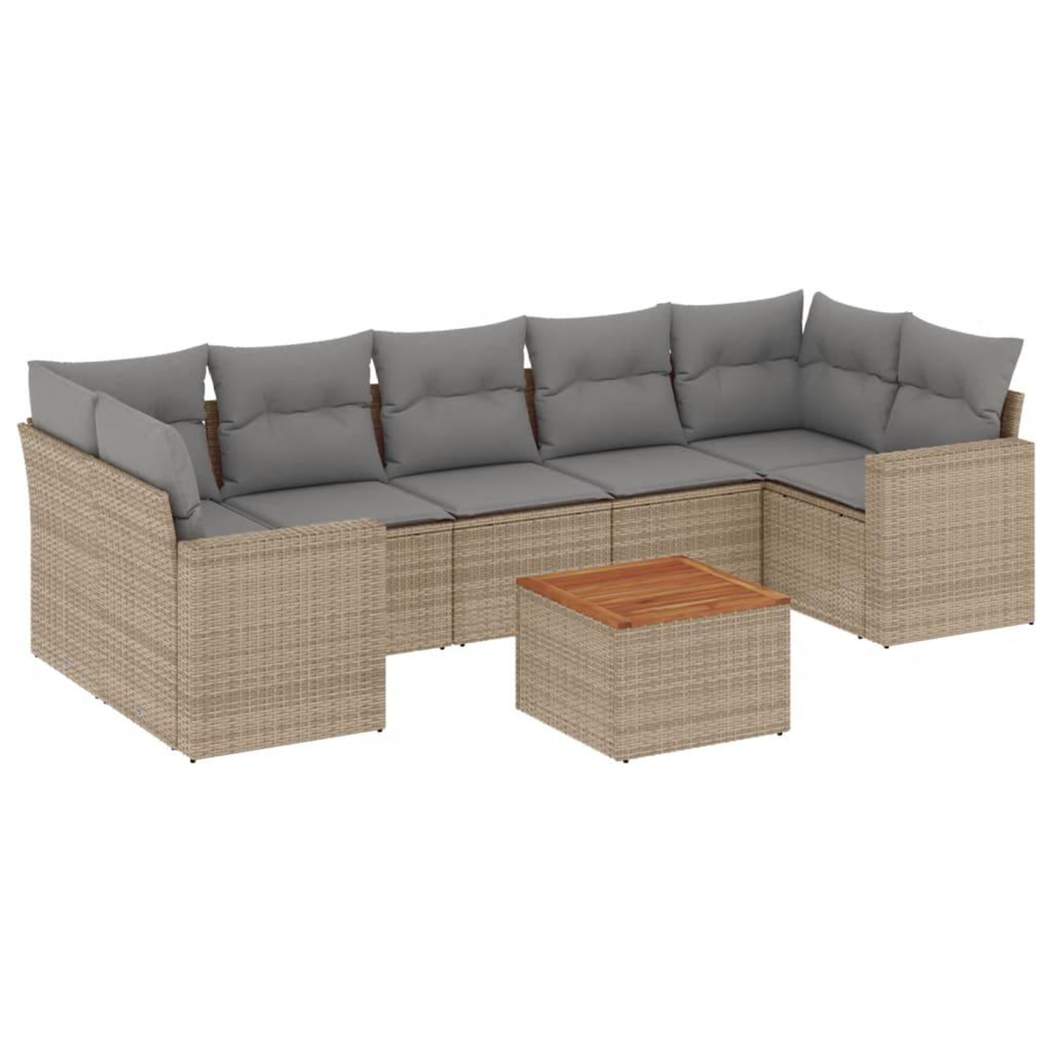 Voir la diapositive 2 : VIDAXL Salon de jardin avec coussins 8pcs melange beige resine tressee