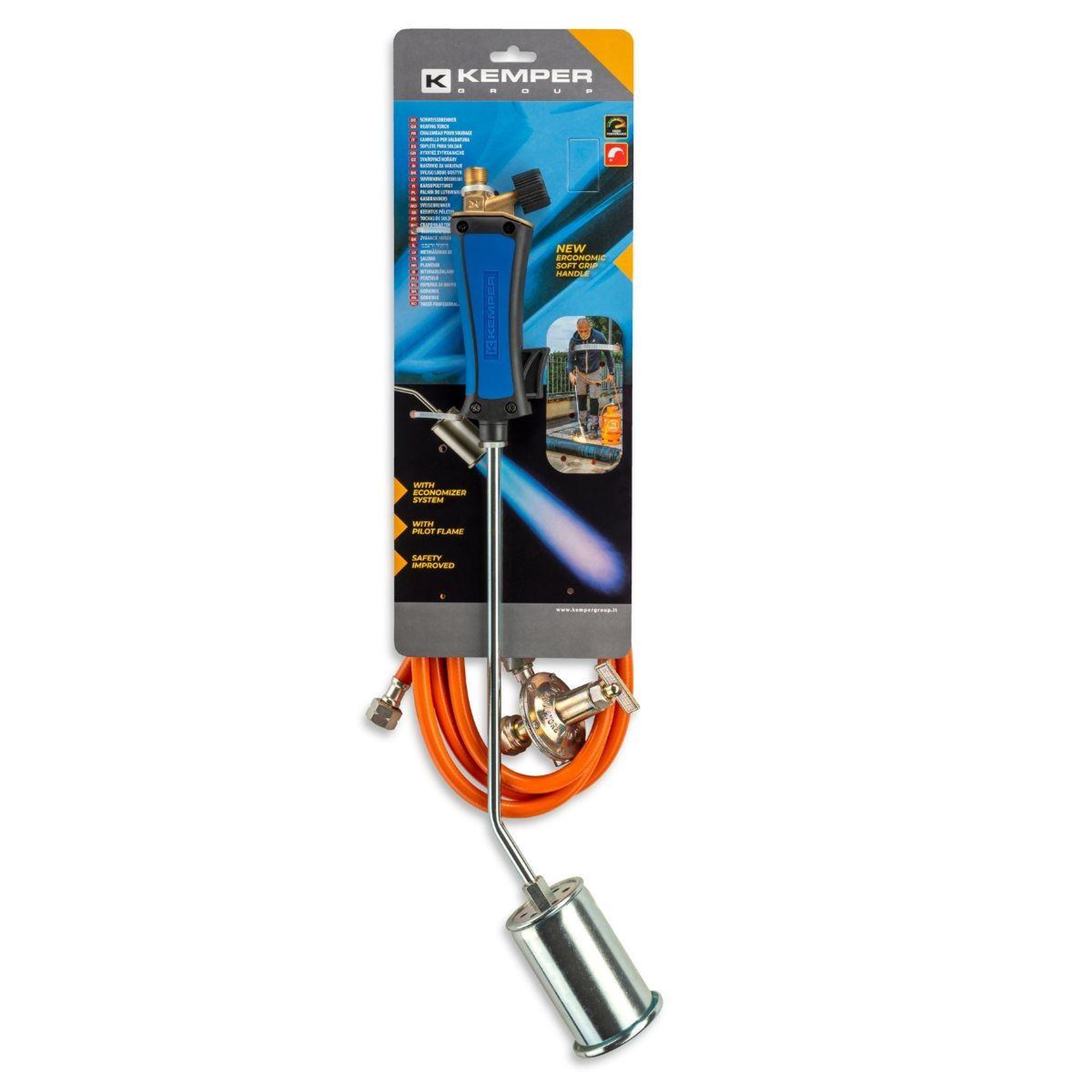 Voir la diapositive 3 : Kemper Desherbeur thermique à gaz + détendeur propane + tuyau gaz 5mètres bruleur 60 mm kemper