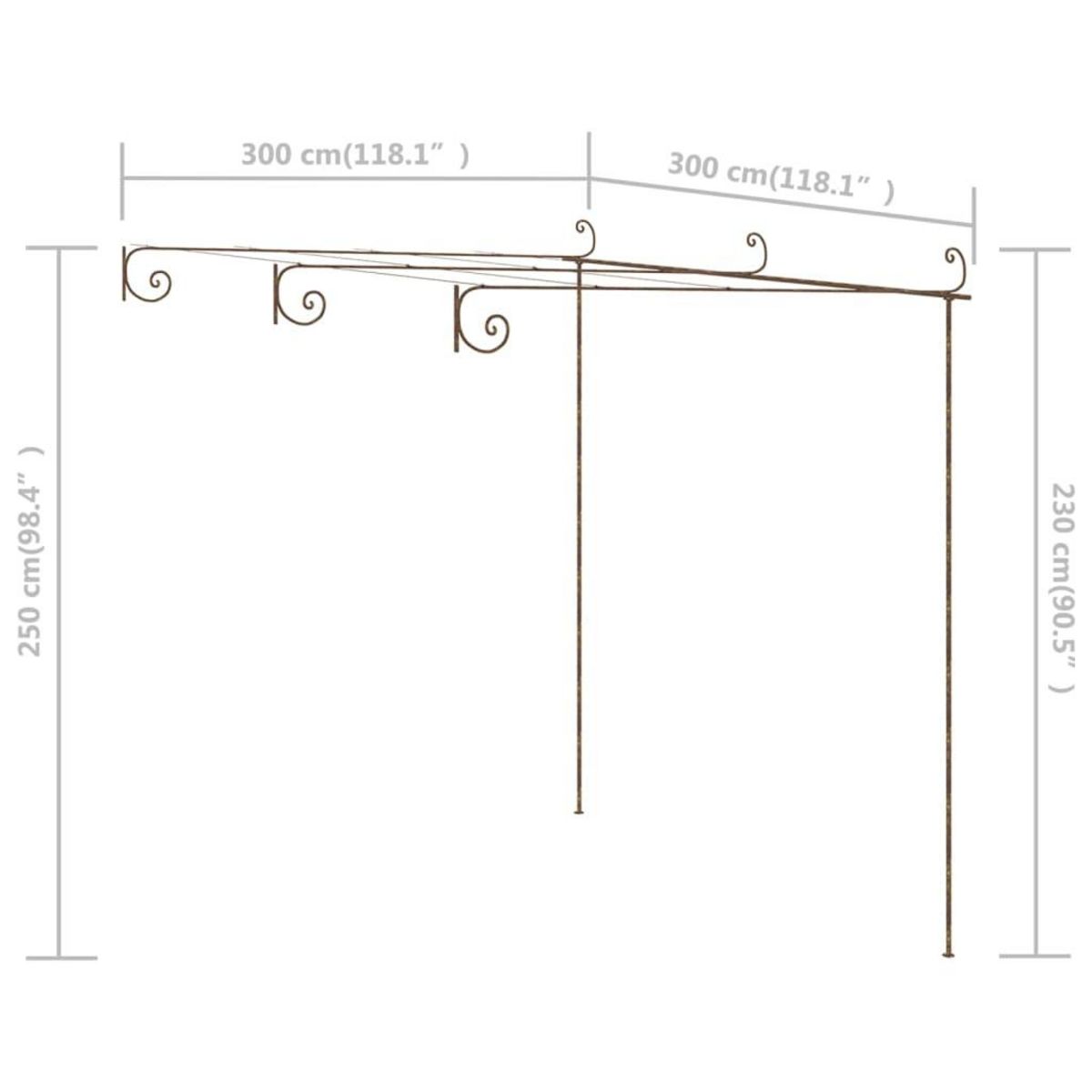 VIDAXL Pergola de jardin Marron antique 3x3x2,5 m Fer