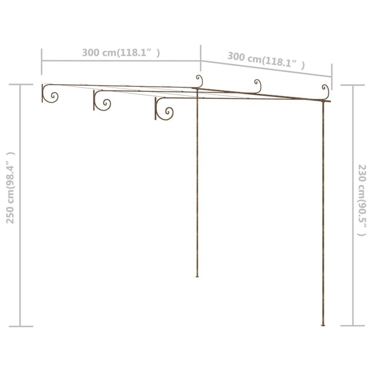 VIDAXL Pergola de jardin Marron antique 3x3x2,5 m Fer