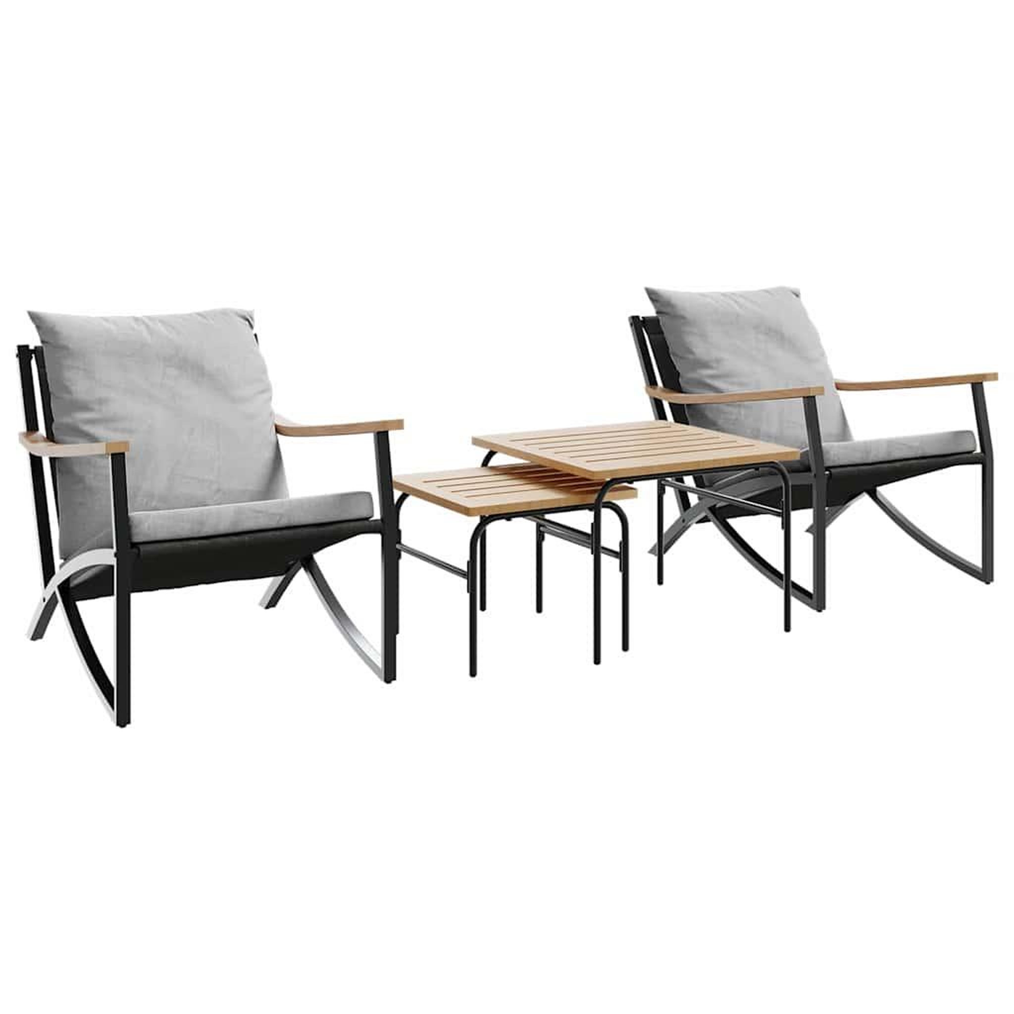 Voir la diapositive 2 : VIDAXL Ensemble de meubles de balcon 4 pcs avec coussins acier noir