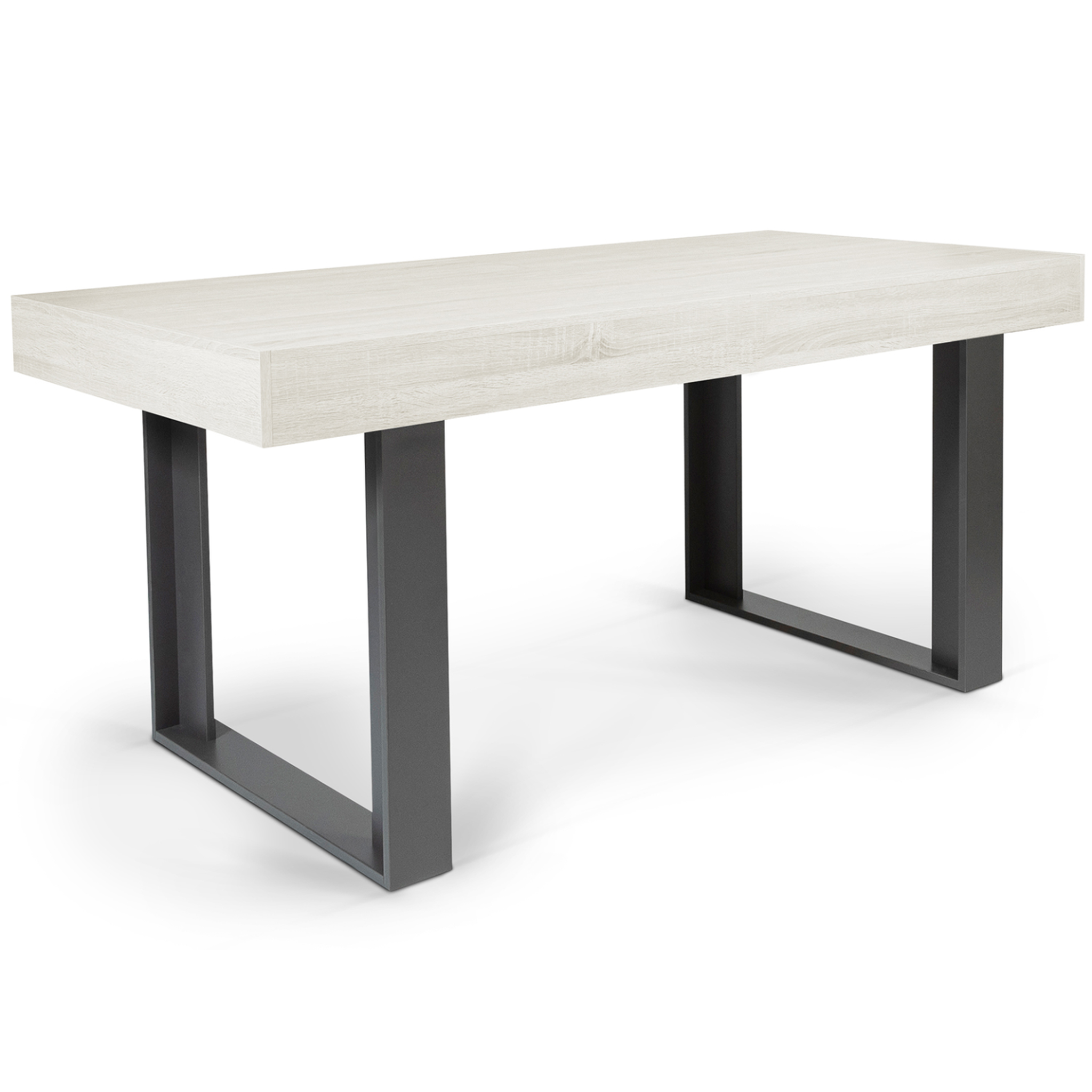 ID MARKET Table à manger rectangle phoenix 6 personnes bois gris 160 cm
