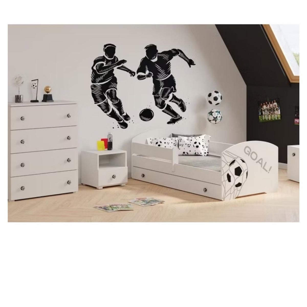 KOBI Commode blanche - poignées football