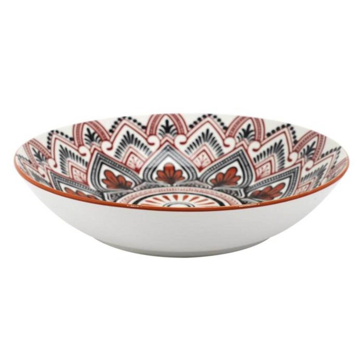 Paris Prix Lot de 6 Assiettes Creuses  Mandala  20cm Orange