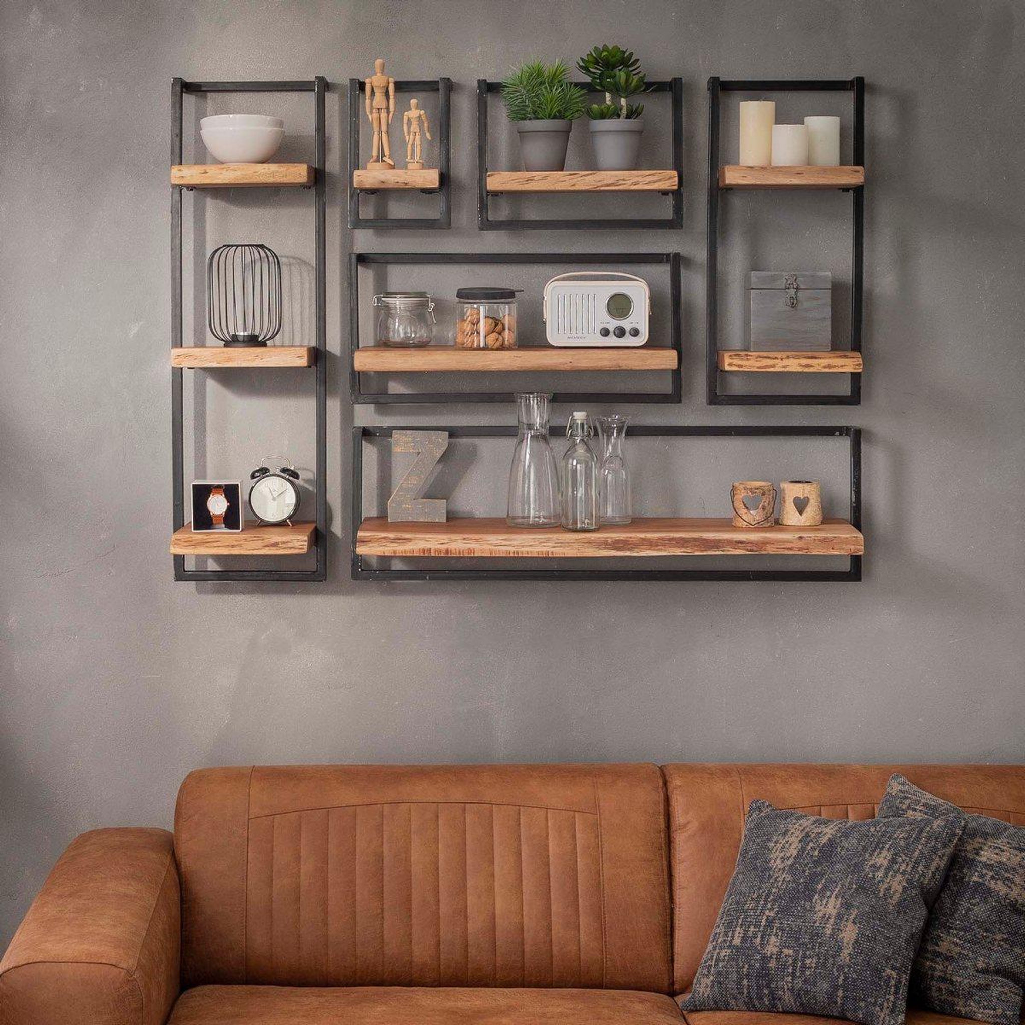 Voir la diapositive 3 : JLC KREATION Étagère murale en bois et métal 20cm ernest