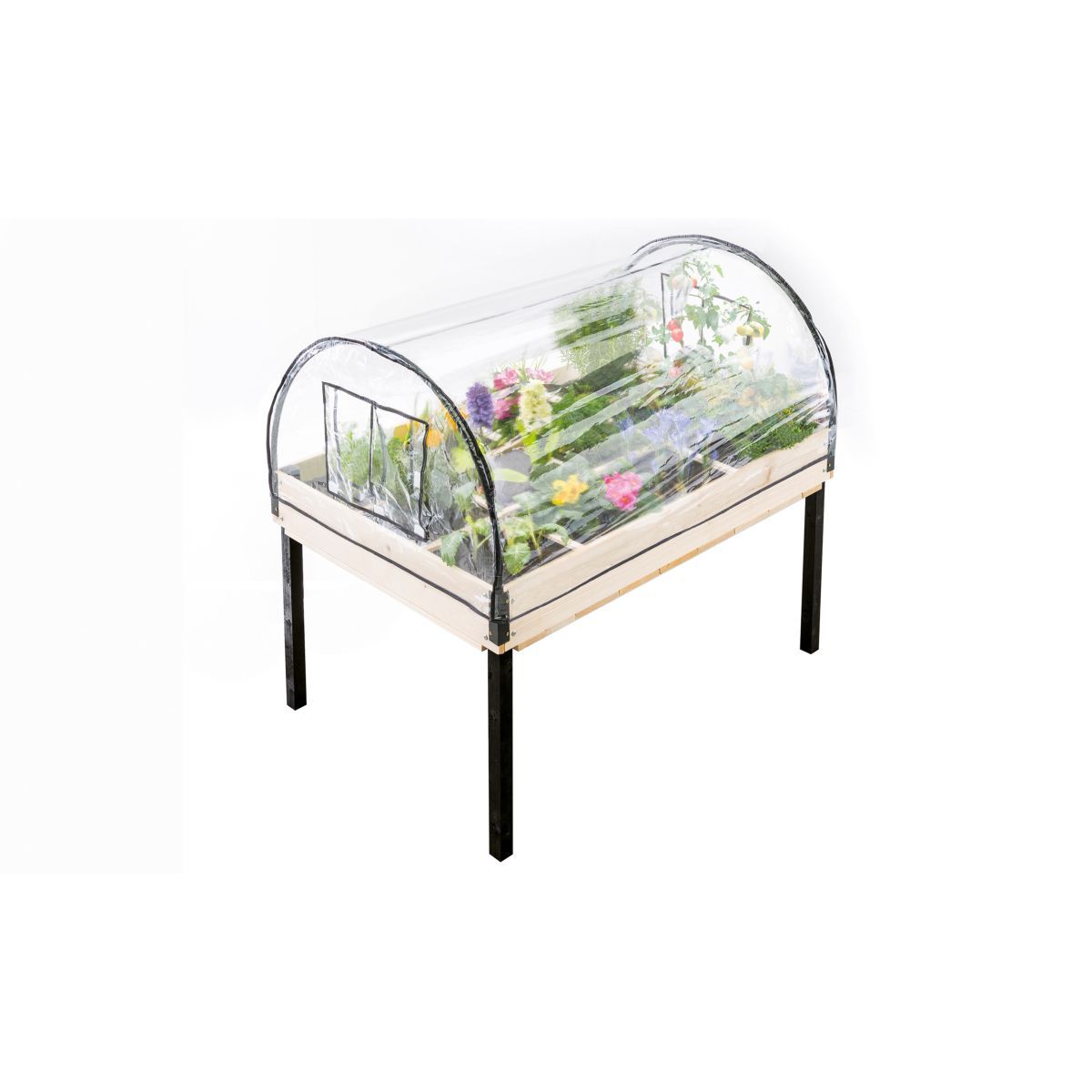 Jardikt Serre de potager sur pieds noirs 12 compartiments AROMA