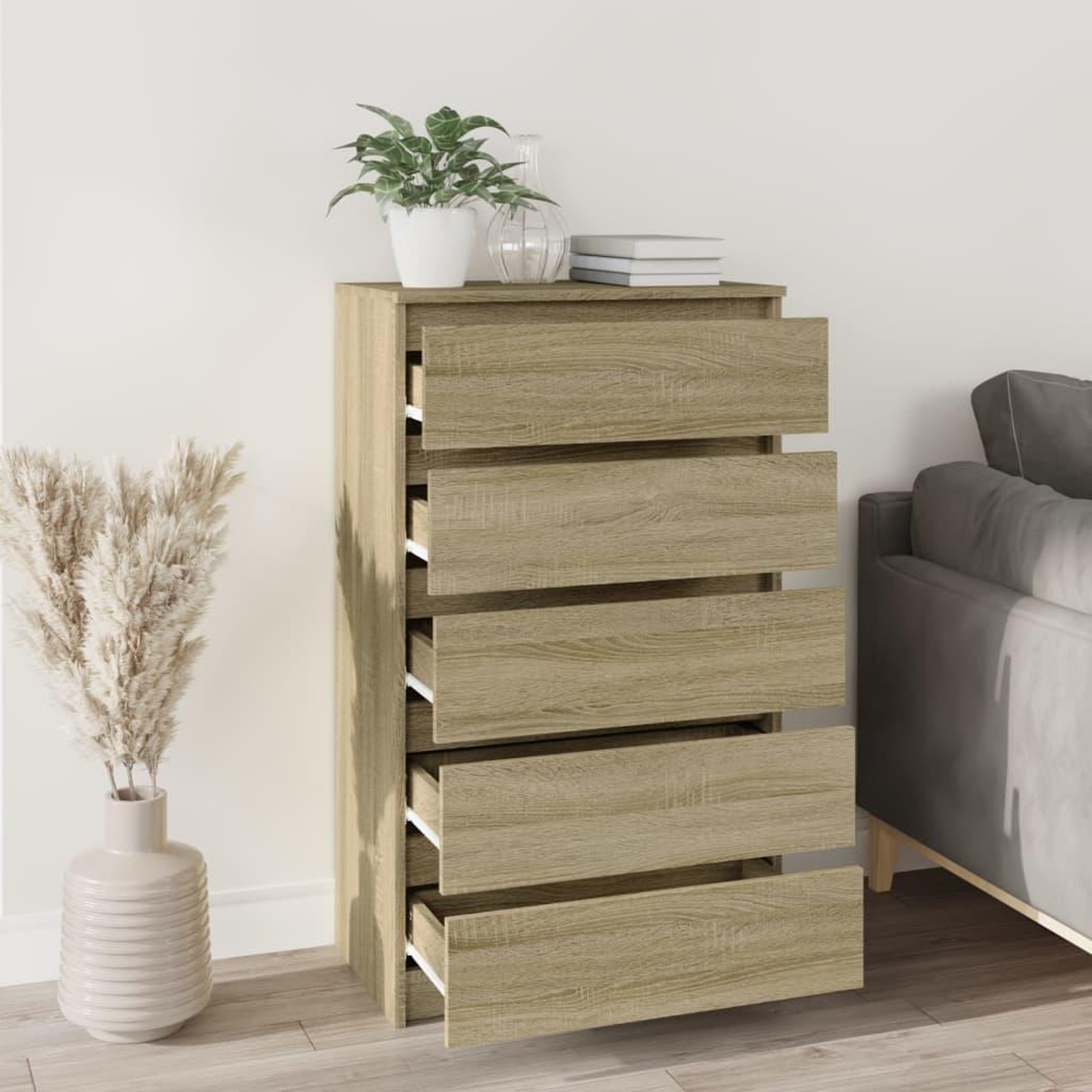 Voir la diapositive 3 : VIDAXL Commode Chene sonoma 60x36x103 cm Bois d'ingenierie