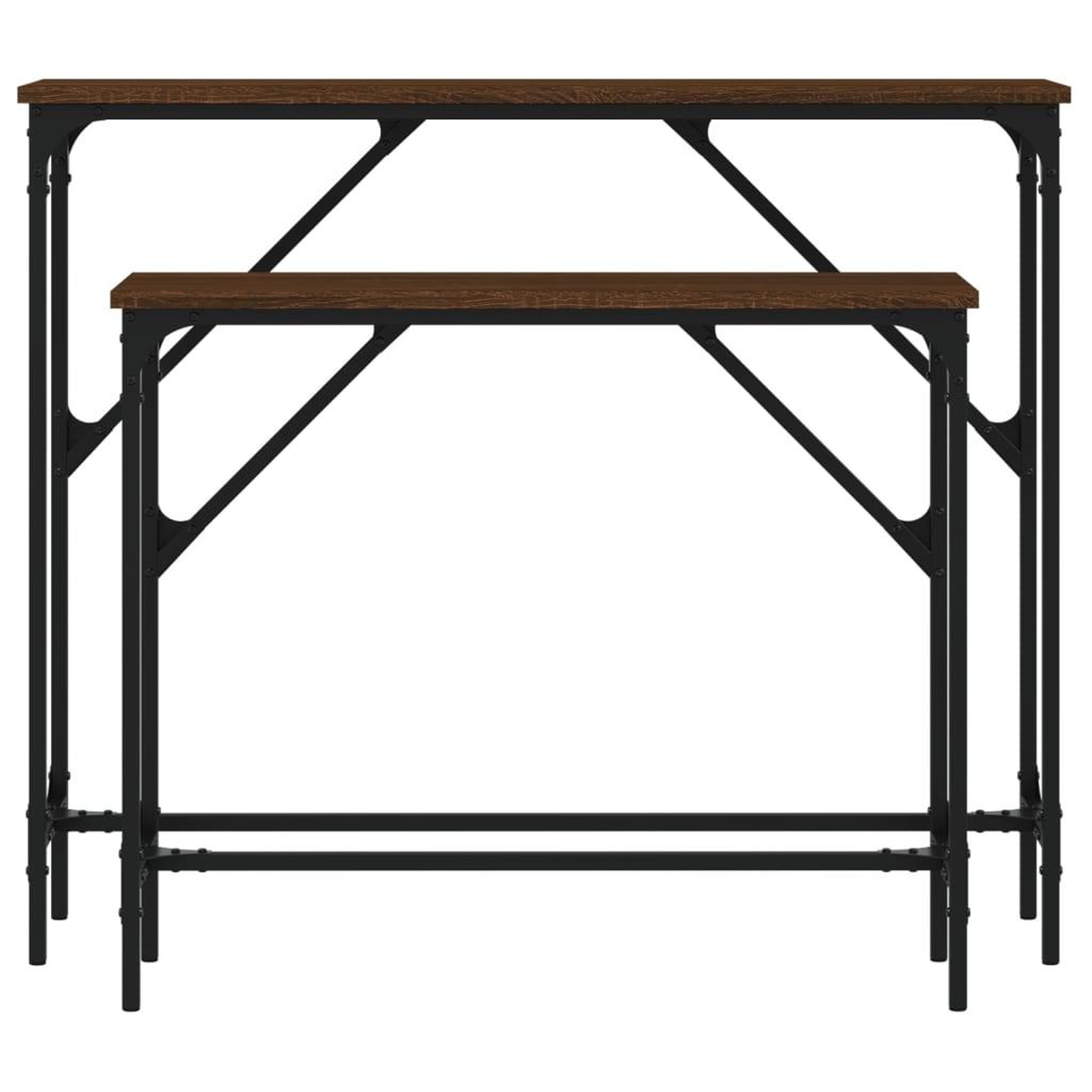 Voir la diapositive 4 : VIDAXL Tables console 2 pcs chene marron bois d'ingenierie