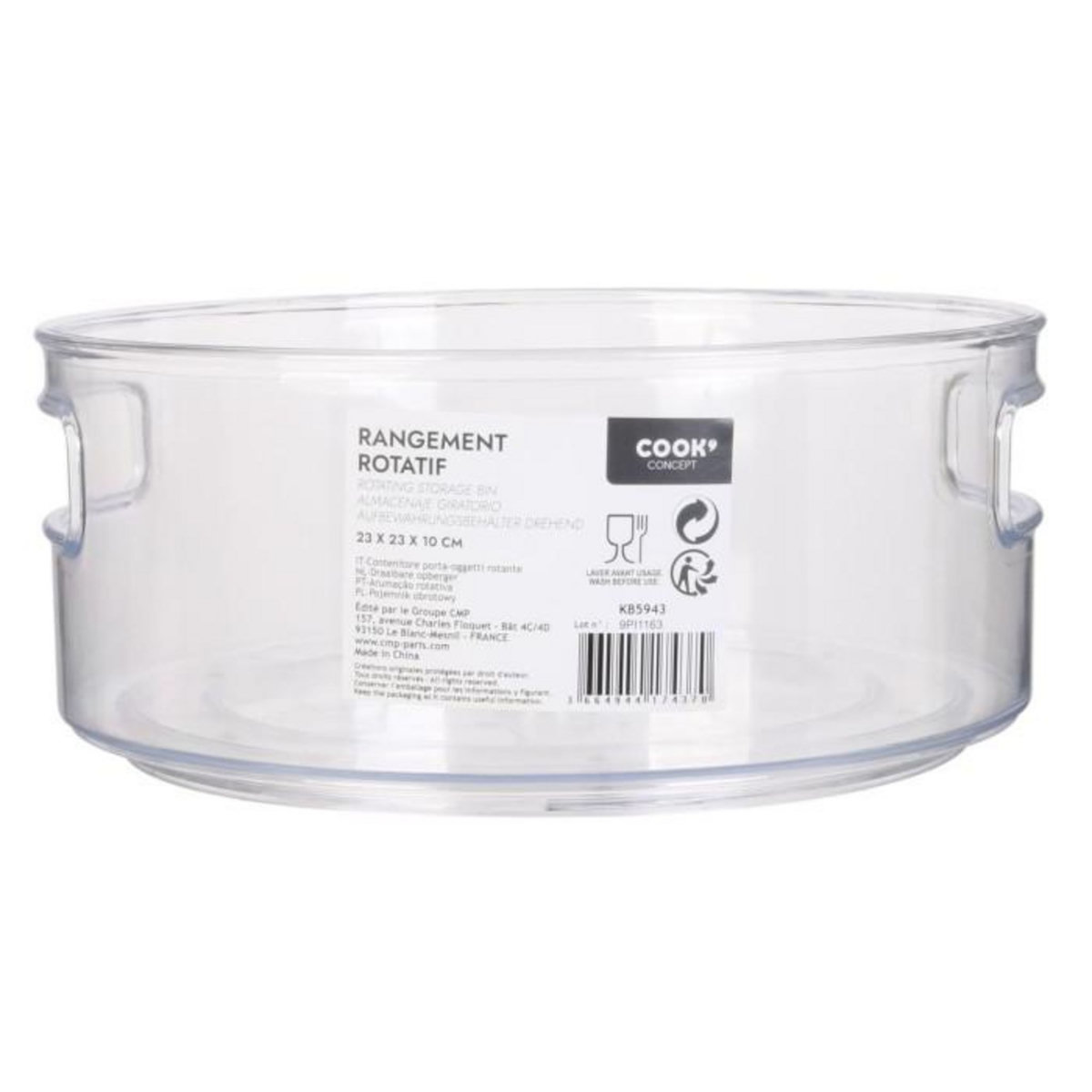 Paris Prix Boîte de Rangement Frigo  Rotative  23cm Transparent