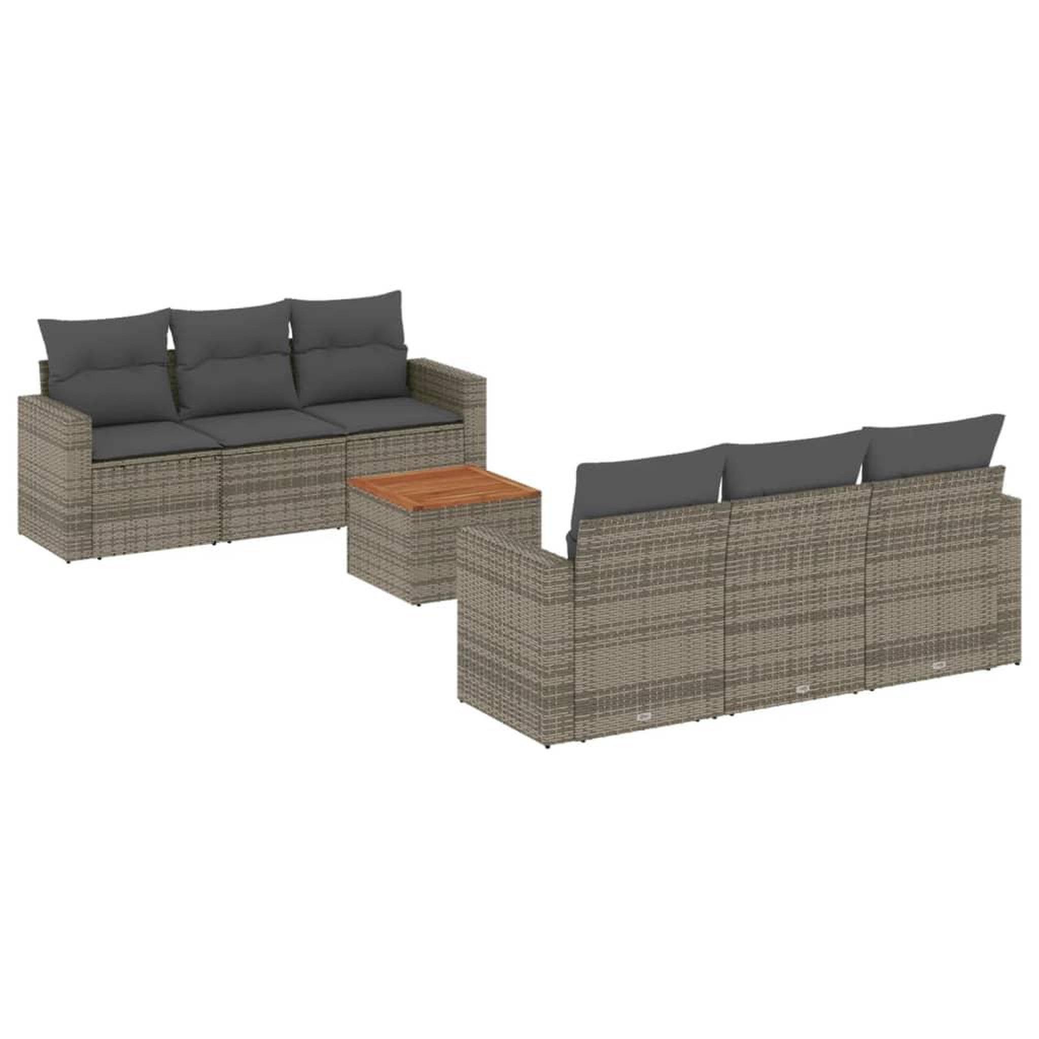 Voir la diapositive 2 : VIDAXL Salon de jardin avec coussins 7 pcs gris resine tressee