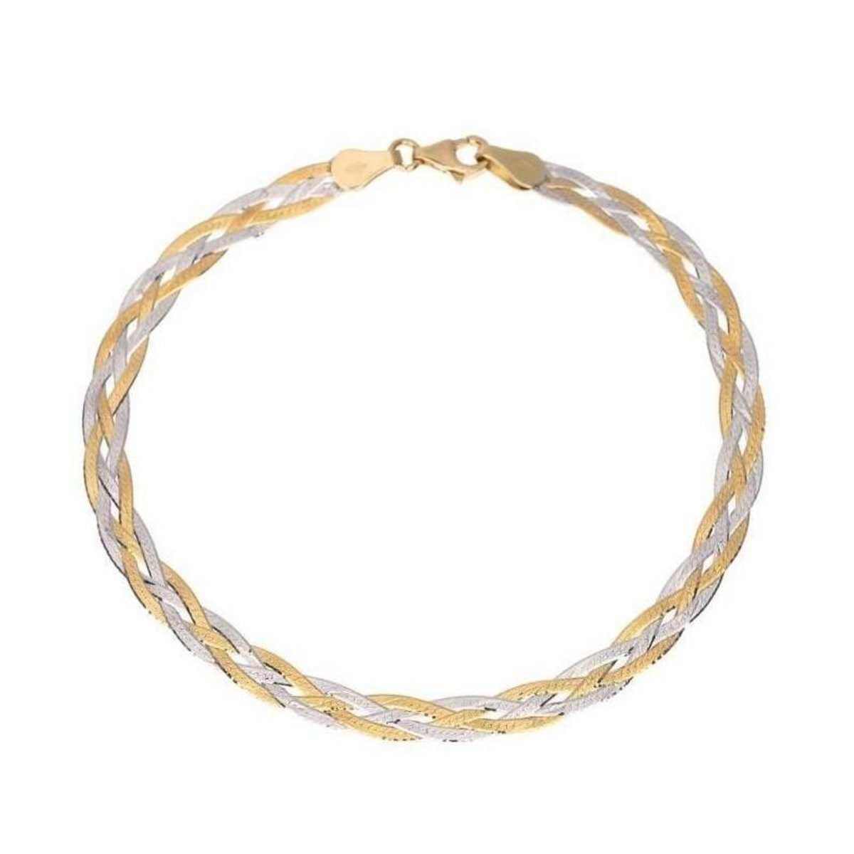 L'ATELIER D'AZUR Bracelet Deux Ors - Tresse Or Bicolore Jaune et Blanc - Femme