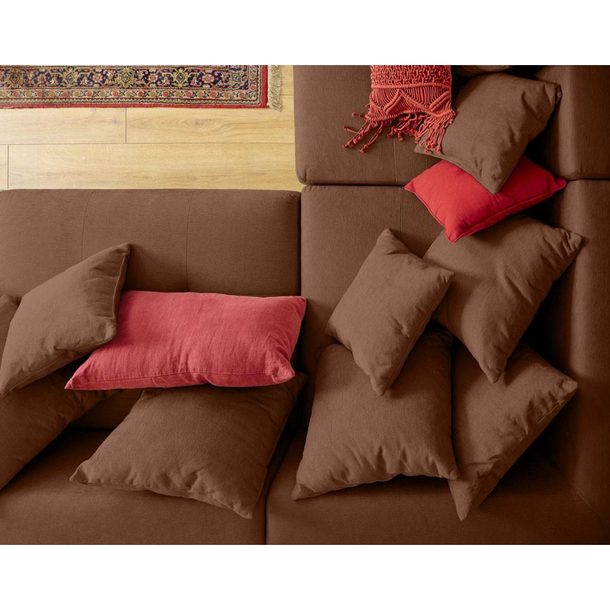 LISA DESIGN Amalfi - canapé modulable d'angle réversible - 4 places - en tissu