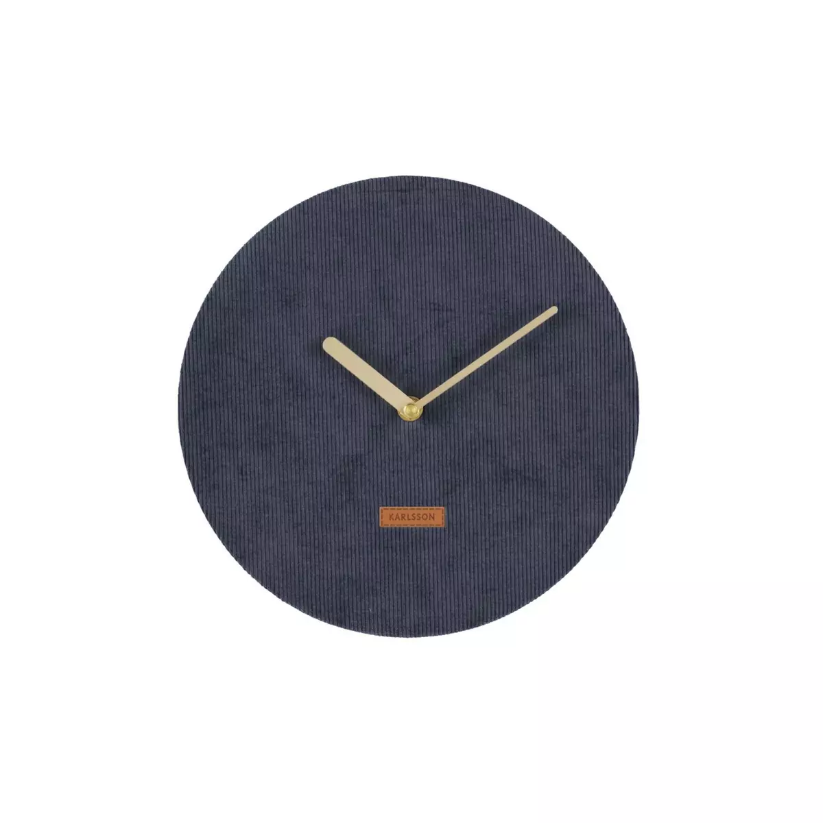 Karlsson Horloge murale en velours côtelé Corduroy - Diam. 25 cm - Bleu foncé