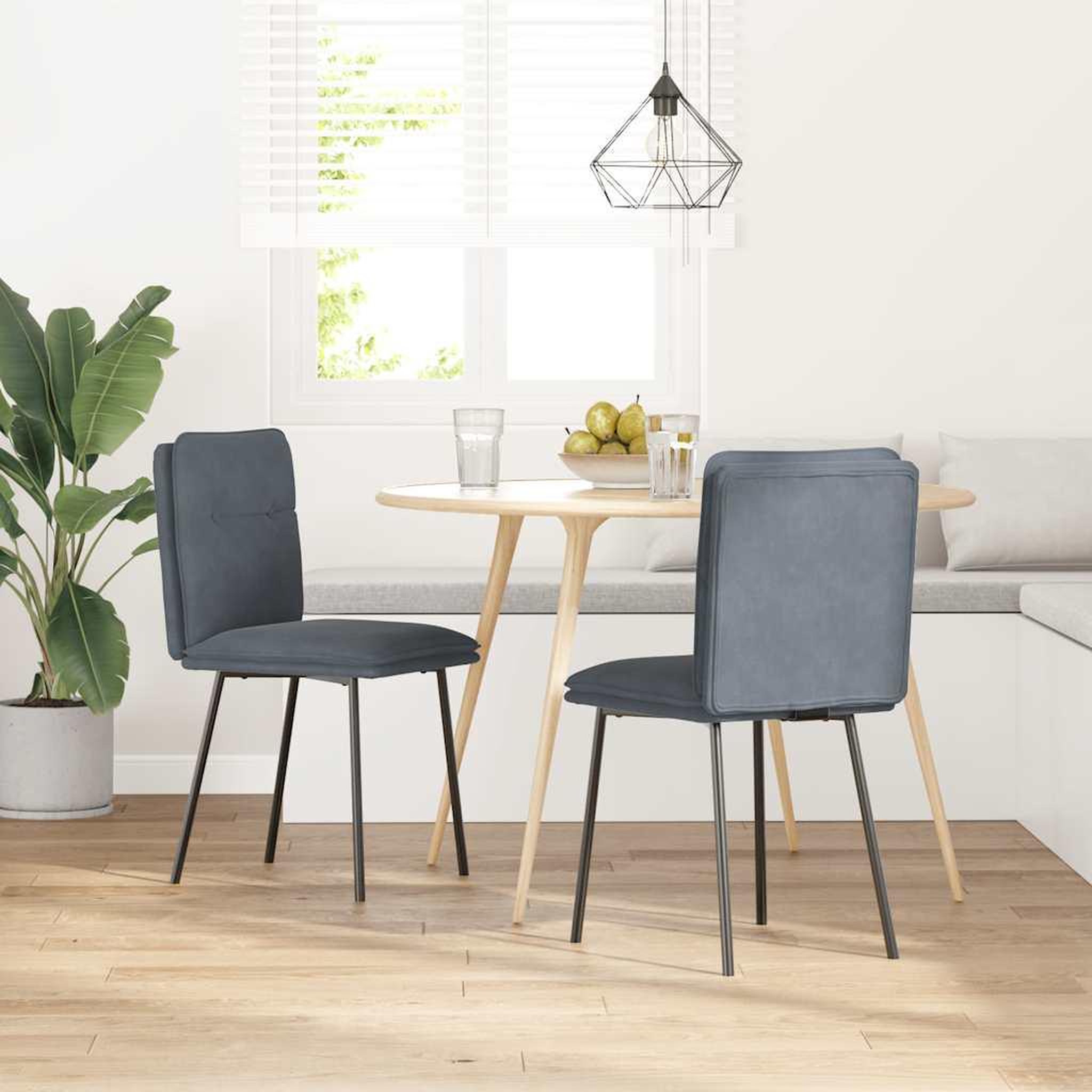 Voir la diapositive 2 : VIDAXL Chaises a manger lot de 2 Gris fonce Velours