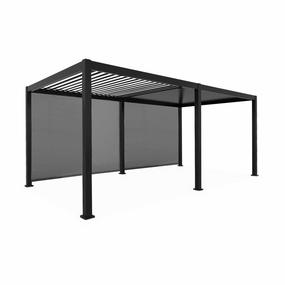 SWEEEK Pergola Bioclimatique gris anthracite 300x600cm. aluminium à lames orientables + 2 stores 3m