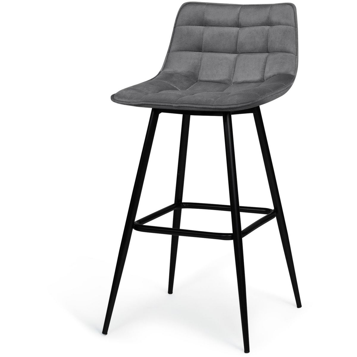 Lot de 4 tabourets chaises de bar assise velour pieds métal SIA