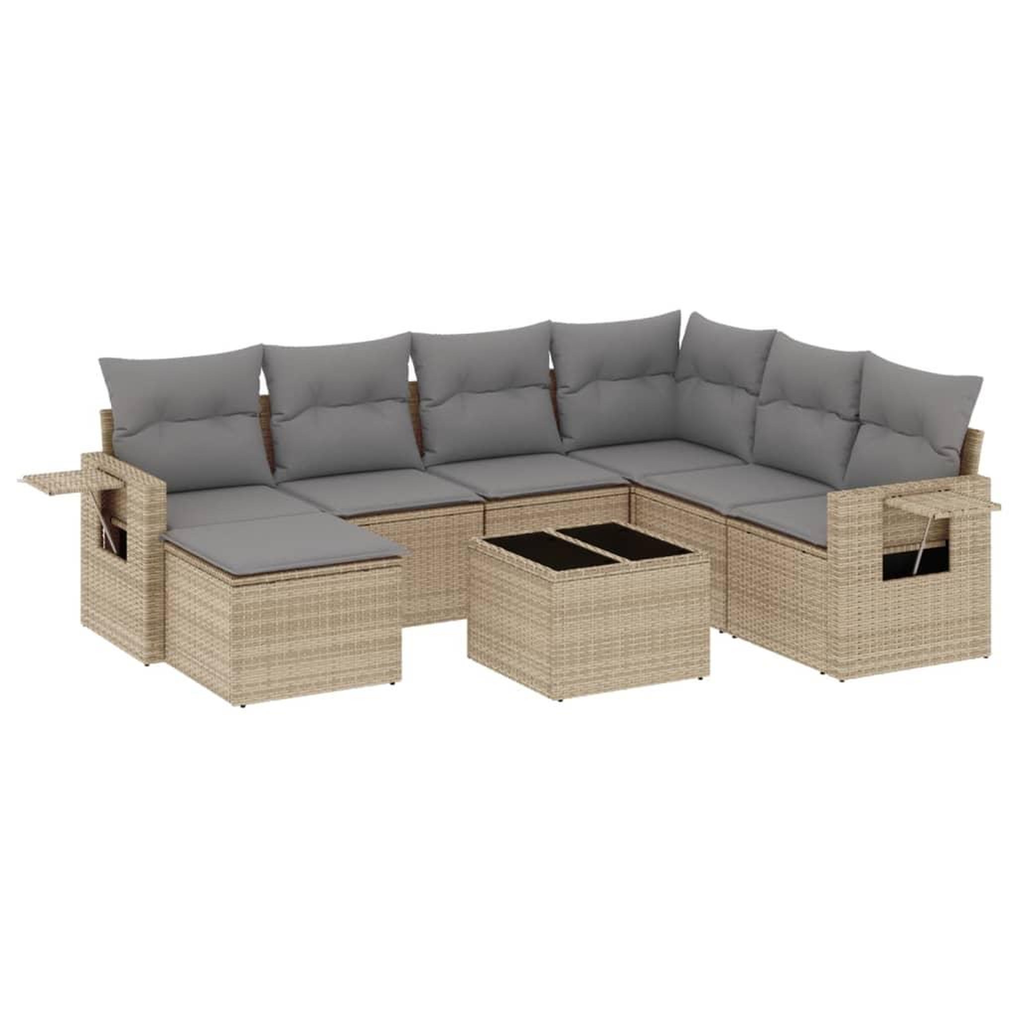 Voir la diapositive 2 : VIDAXL Salon de jardin avec coussins 8 pcs beige resine tressee